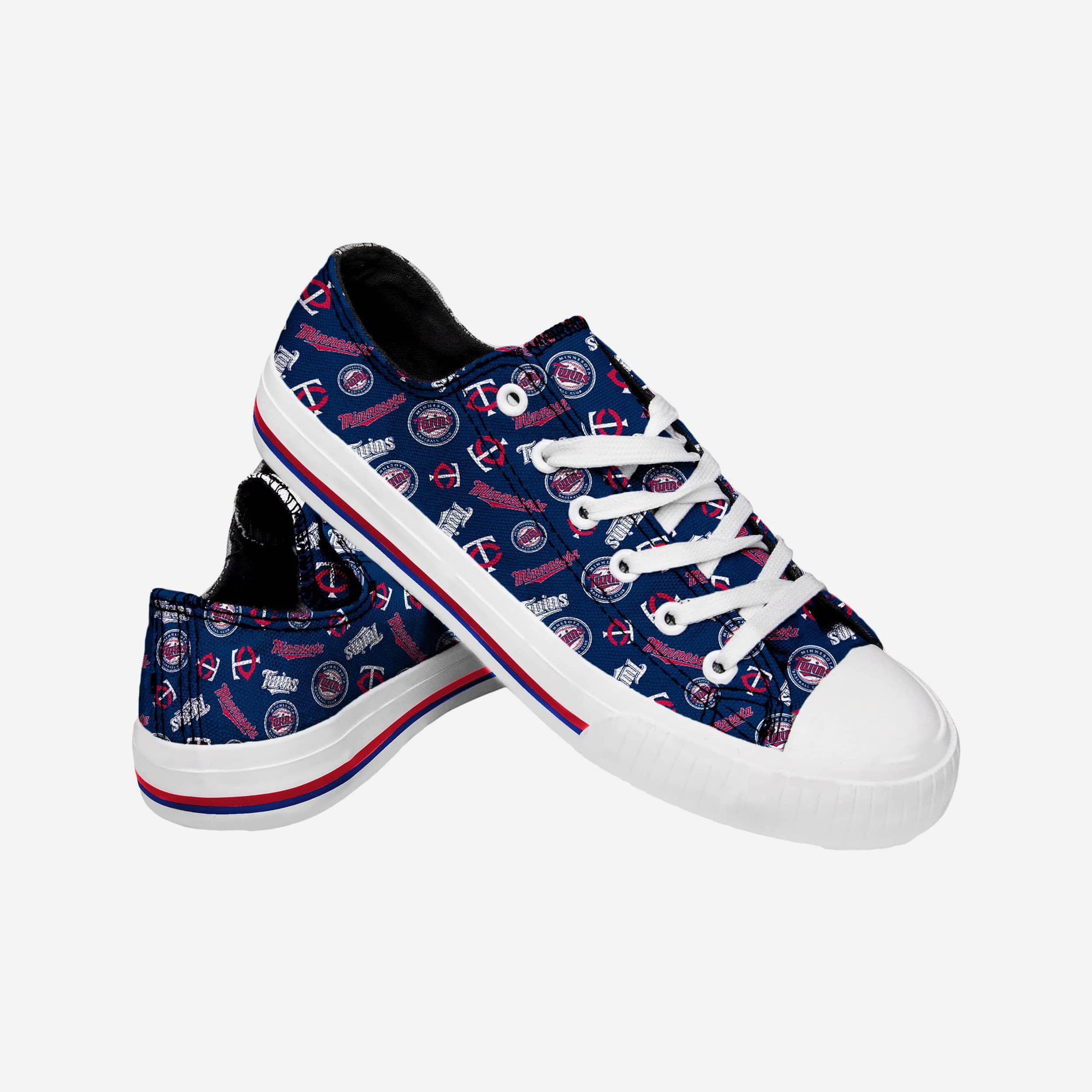 Stylish Minnesota Twins Women's Low-Top Canvas Shoes with Repeat Print