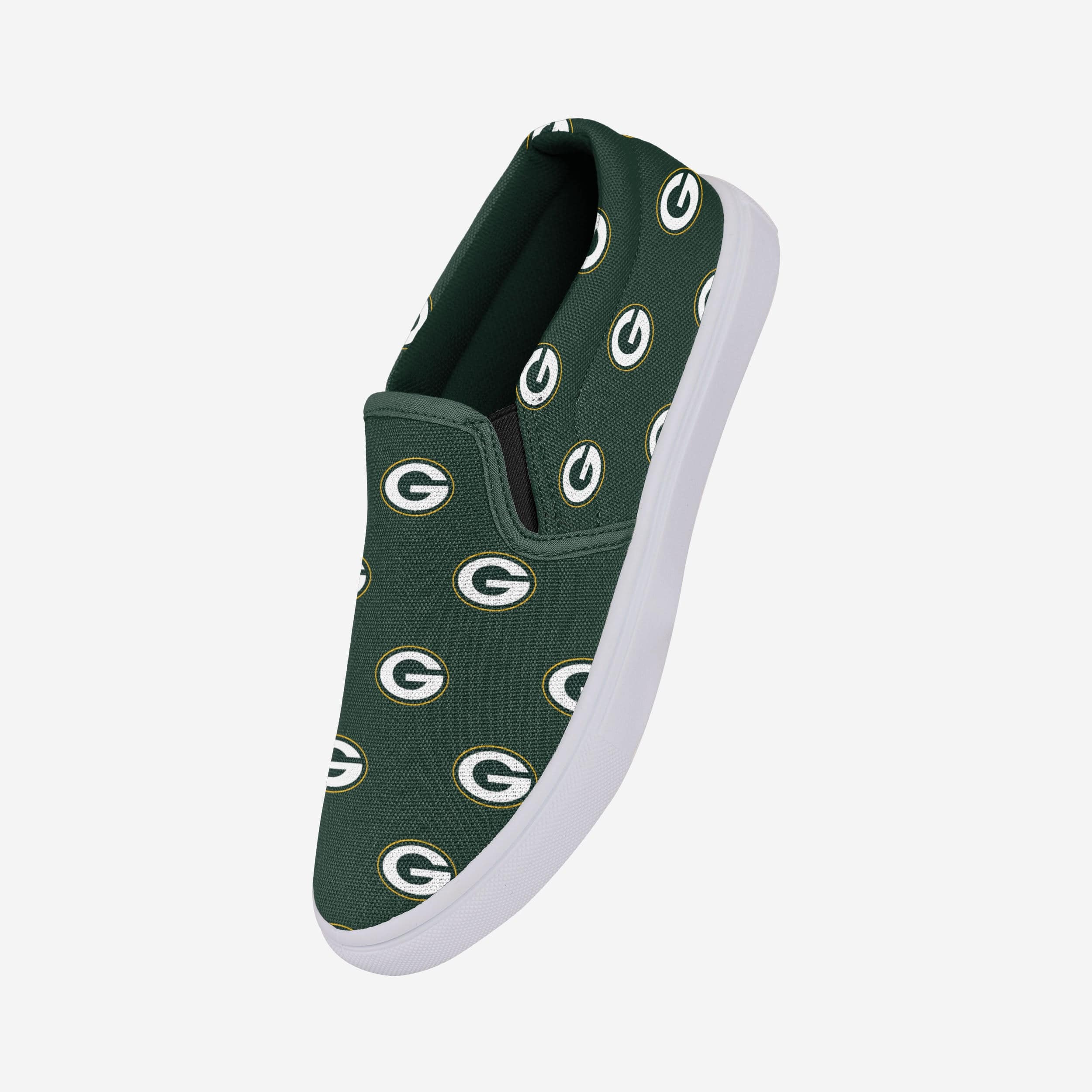 Stylish Green Bay Packers Women's Slip-On Canvas Shoes with Repeat Logo