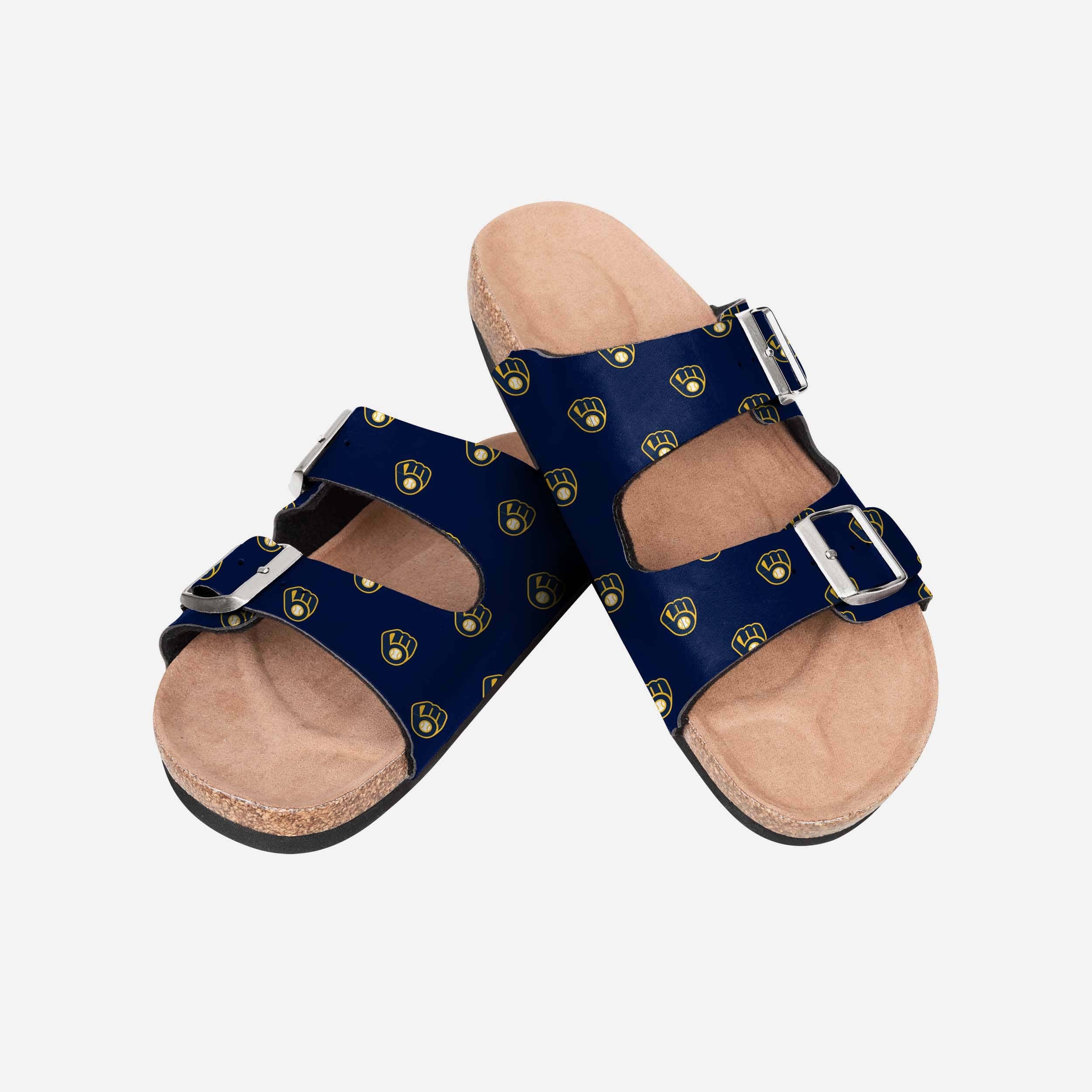 Milwaukee Brewers Women's Stylish Team Logo Double Buckle Sandals