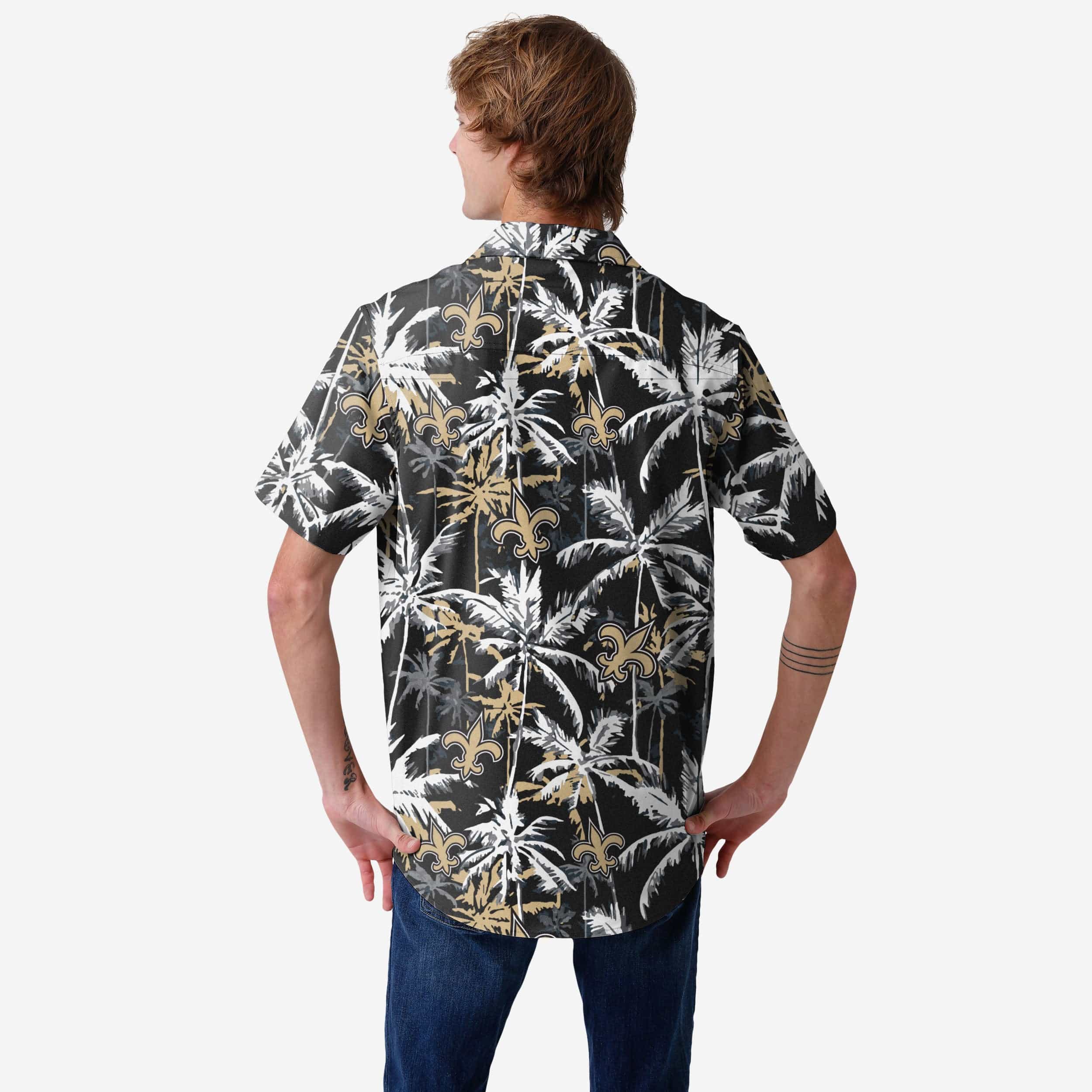Stunning New Orleans Saints Black Floral Button-Up Shirt