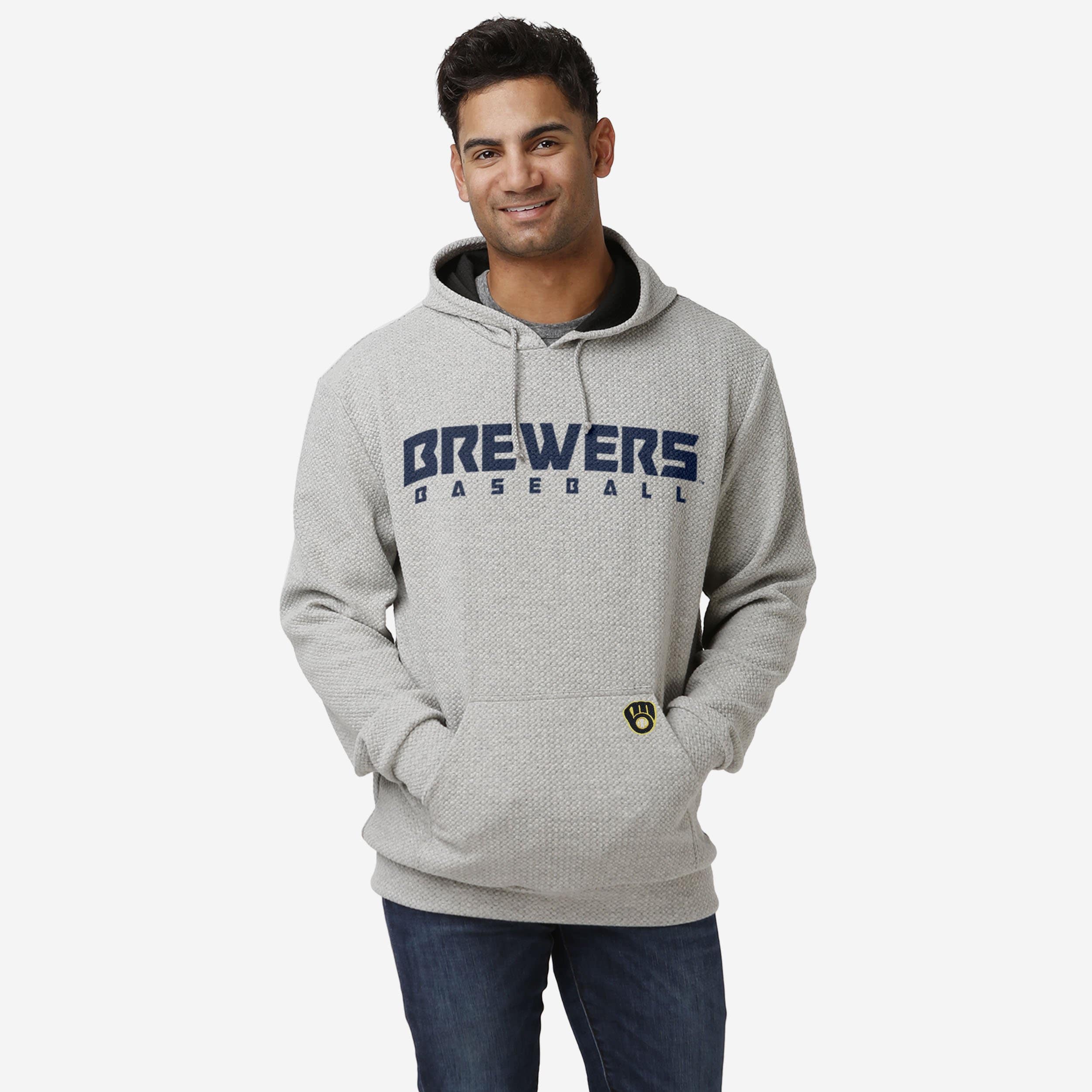 Milwaukee Brewers Stylish Gray Woven Hoodie - Show Your Team Spirit!