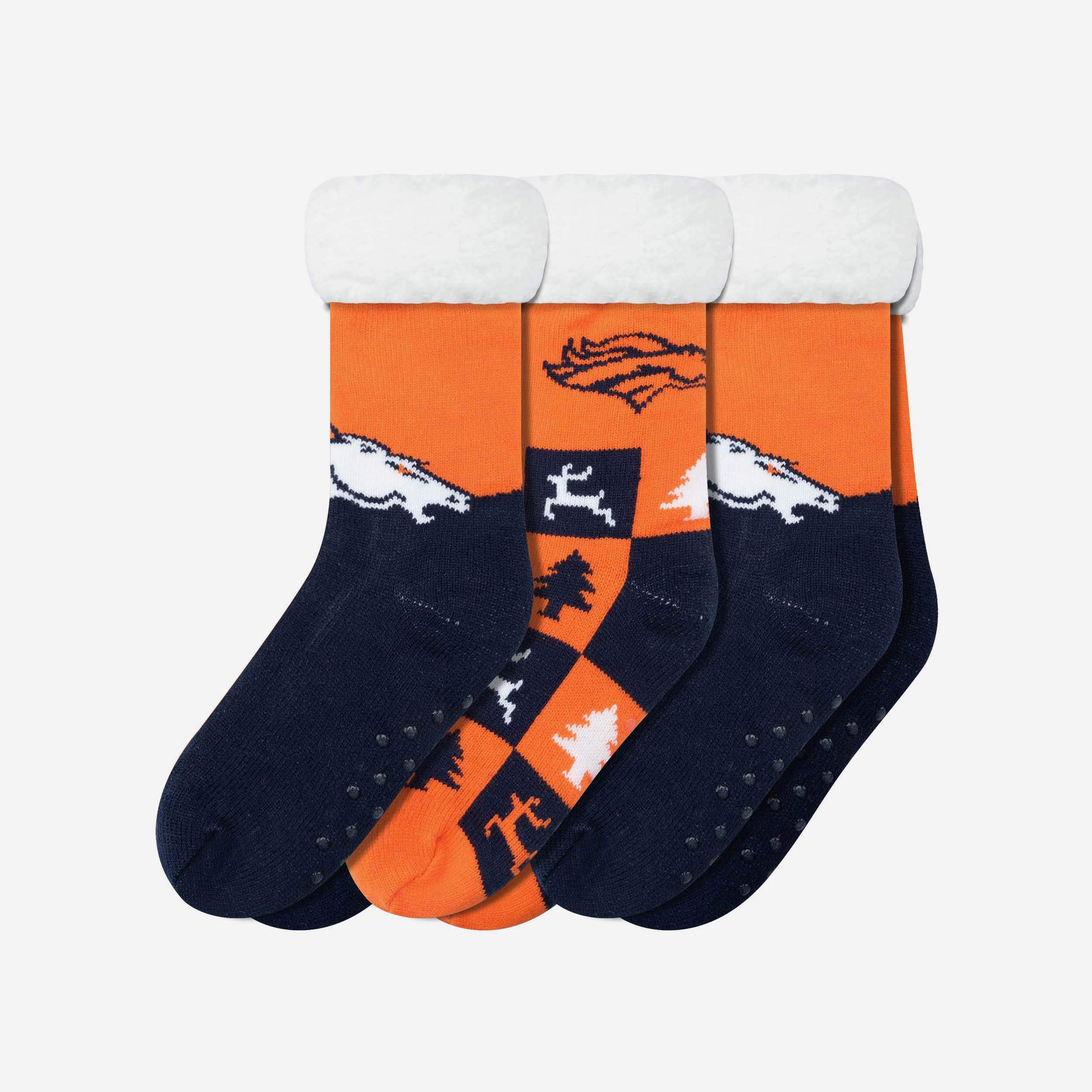 Denver Broncos Women's Fanatic 3-Pack Footy Slipper Socks