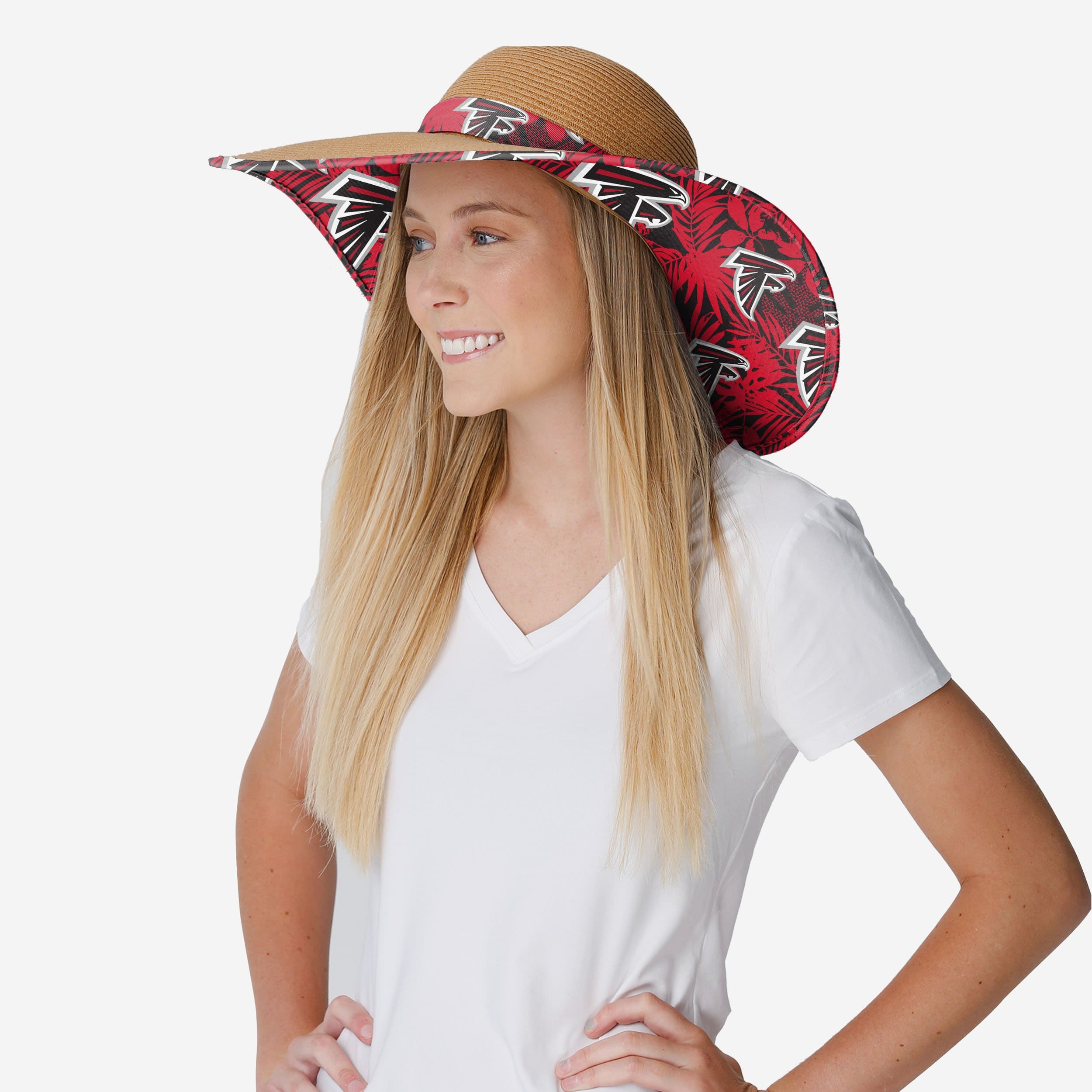 Atlanta Falcons Stylish Women's Floral Straw Hat for Summer
