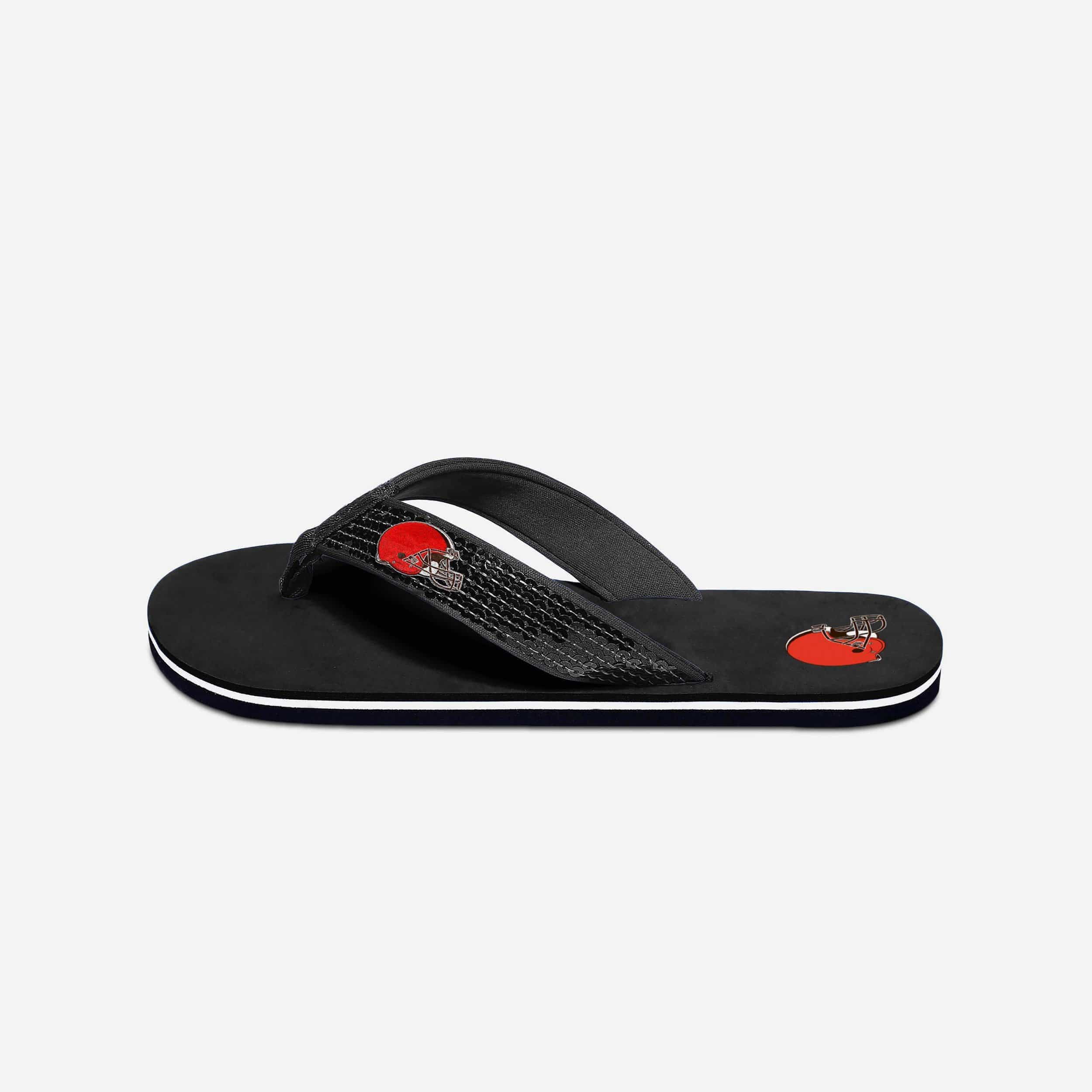 Glamorous Cleveland Browns Women's Sequin Flip - Flops