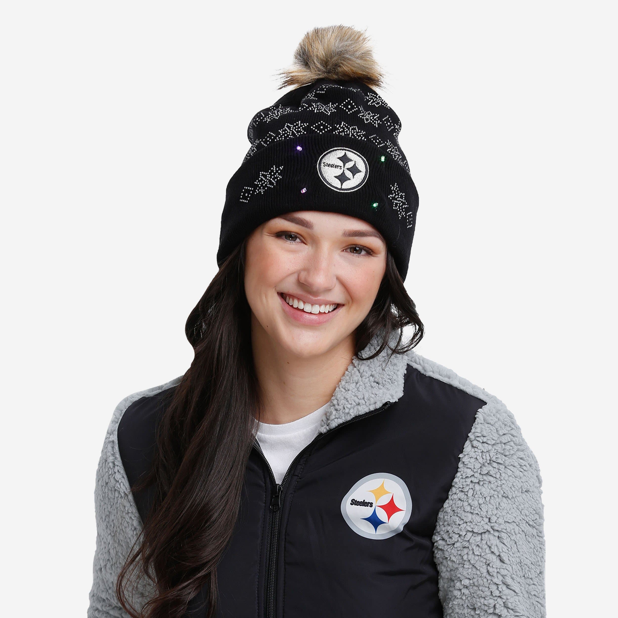 Glamorous Pittsburgh Steelers Rhinestone Blinking Light-Up Beanie