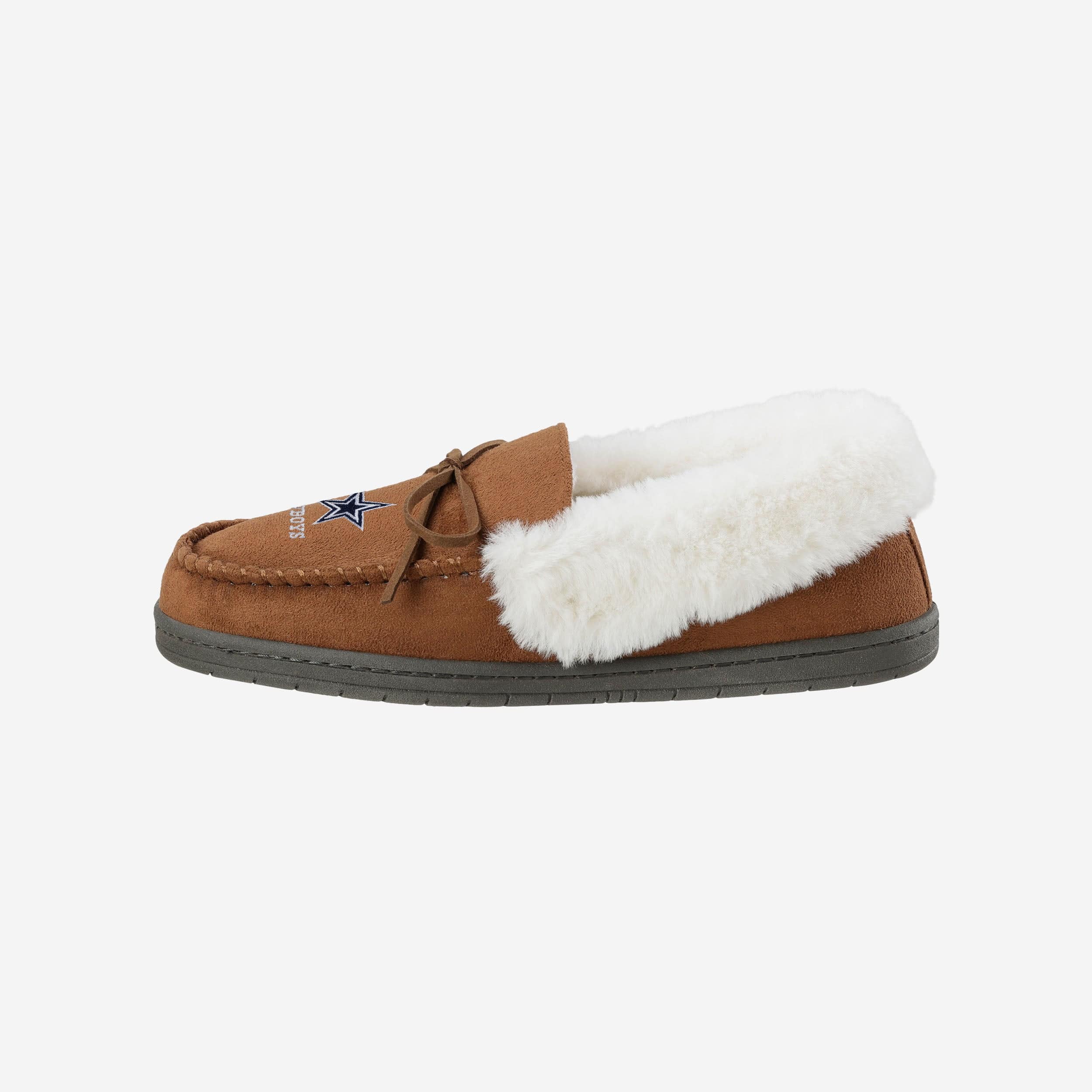 Dallas Cowboys Women's Stylish Tan Moccasin Slippers