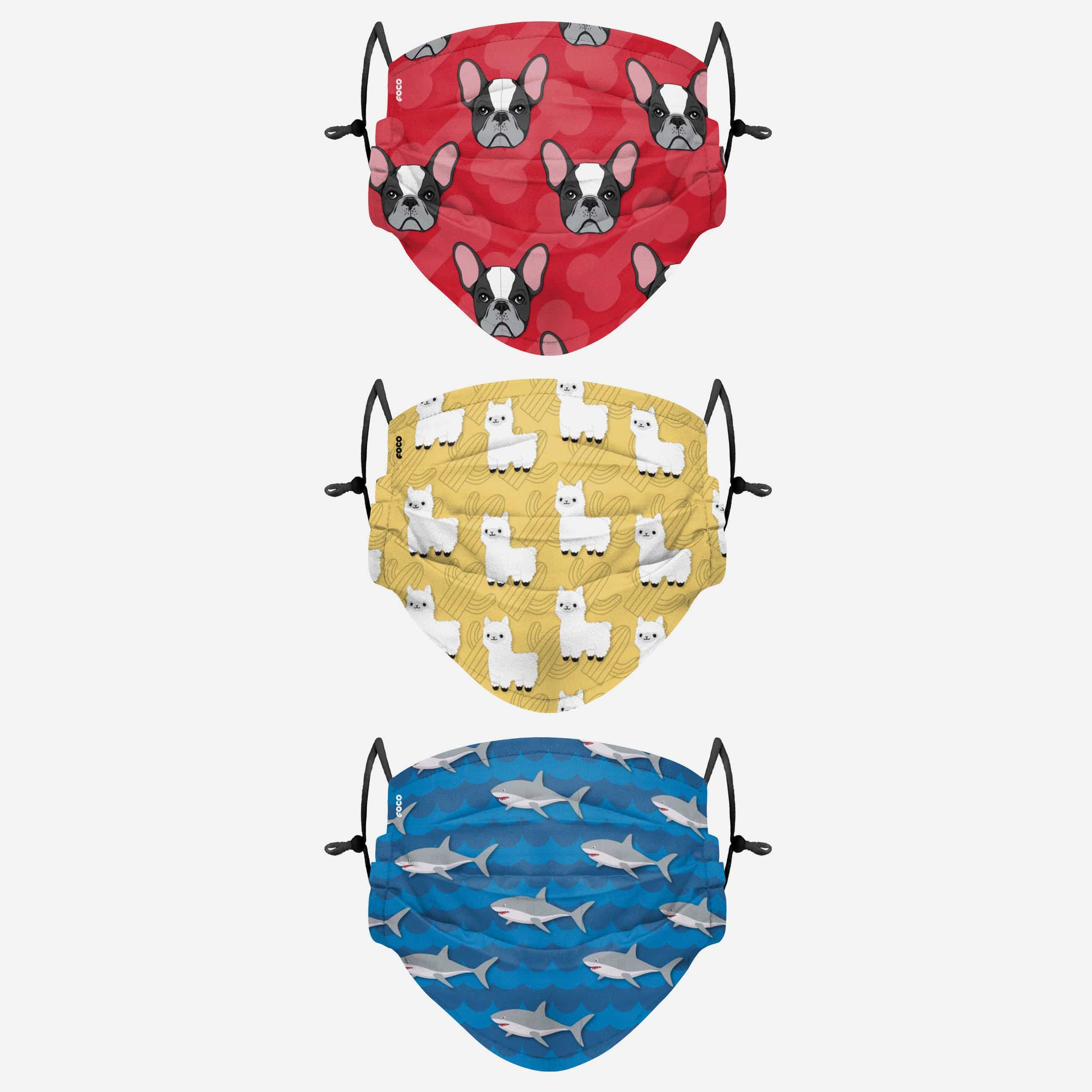 Stylish Repeat Animal Adjustable 3-Pack Face Covers