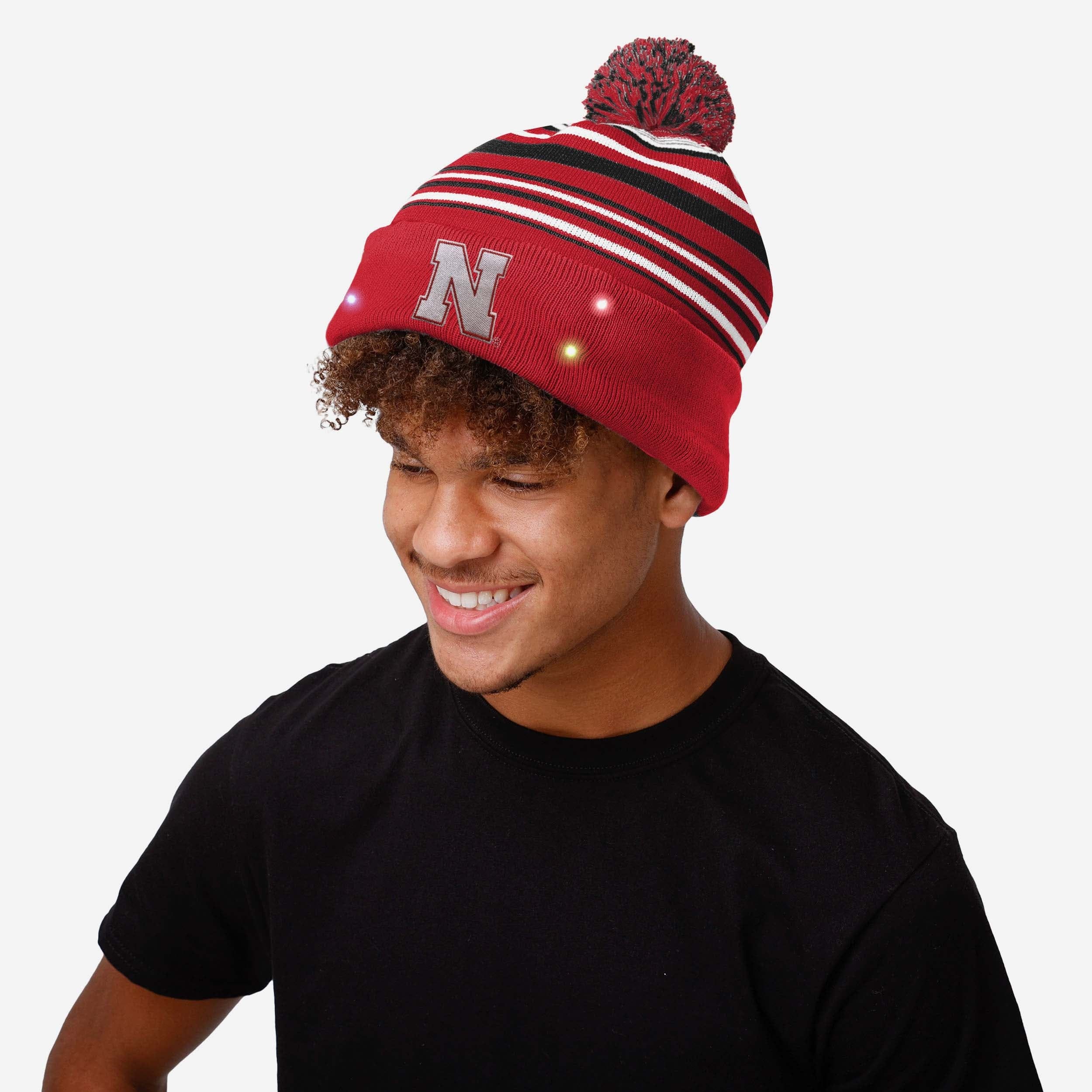 Nebraska Cornhuskers Light - Up Horizontal Stripe Beanie: Show Your Team Spirit!