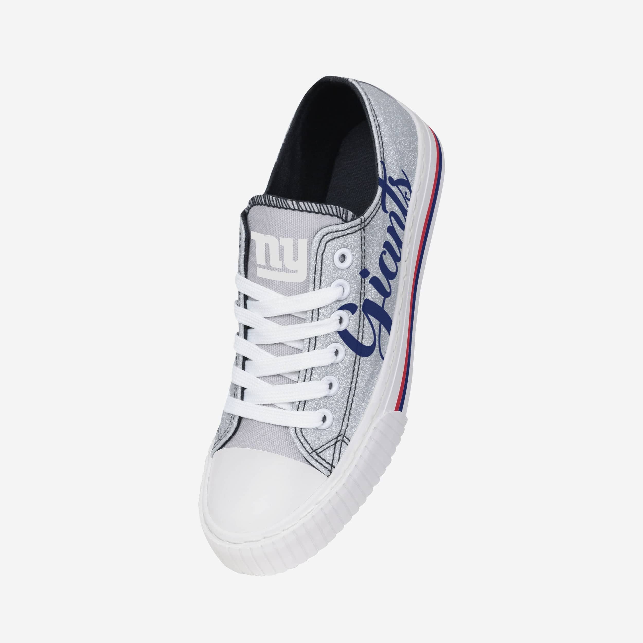 Sparkling New York Giants Women's Low-Top Glitter Canvas Shoes
