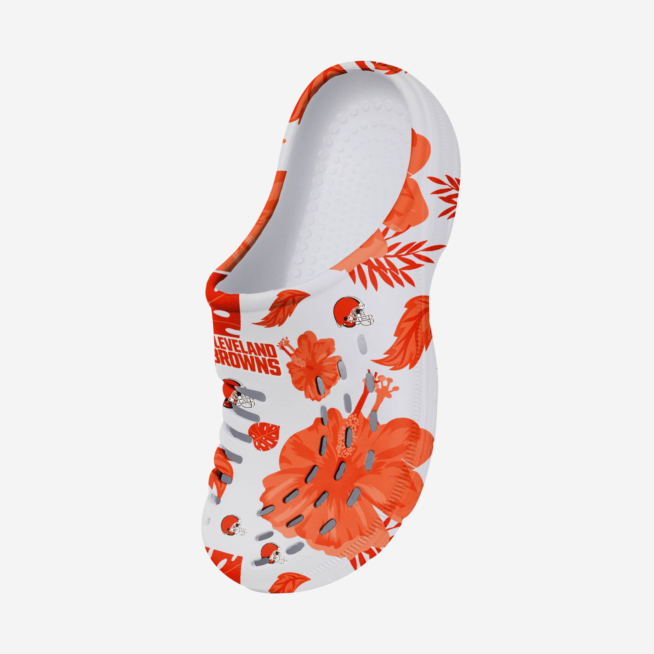 Cleveland Browns Stylish Women's Floral White Clogs