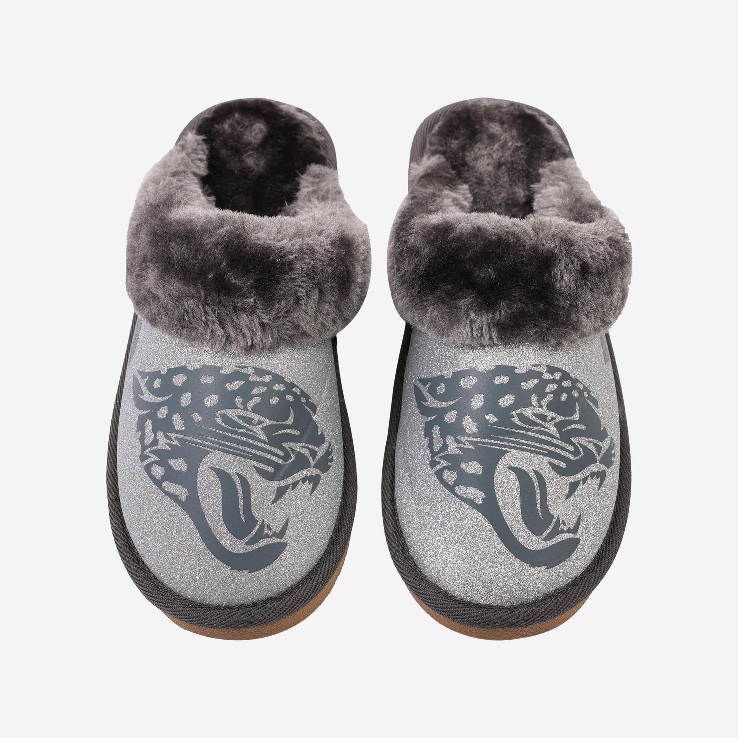 Sparkling Jacksonville Jaguars Women's Open-Back Fur Moccasin Slippers