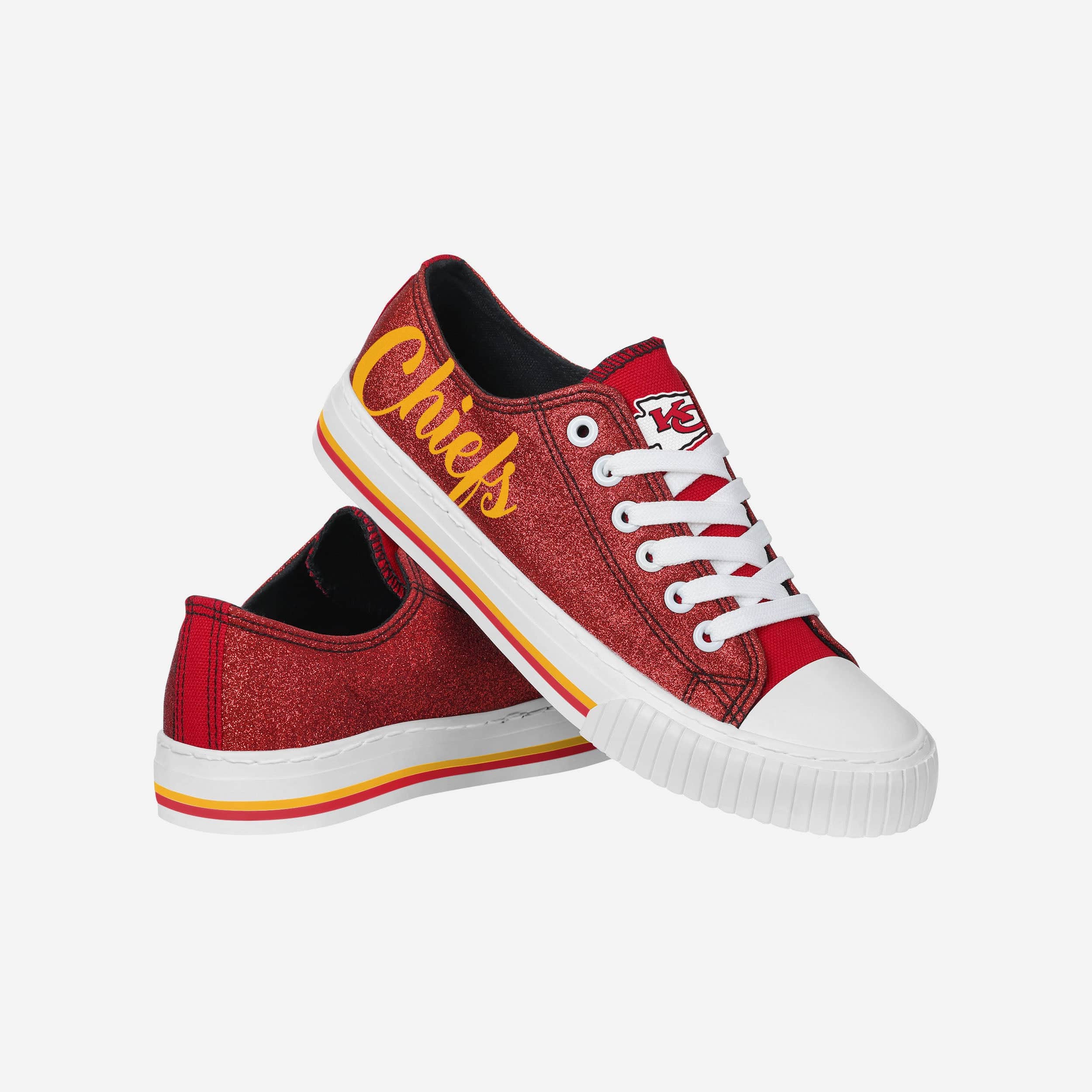 Sparkling Kansas City Chiefs Women's Low-Top Glitter Canvas Shoes