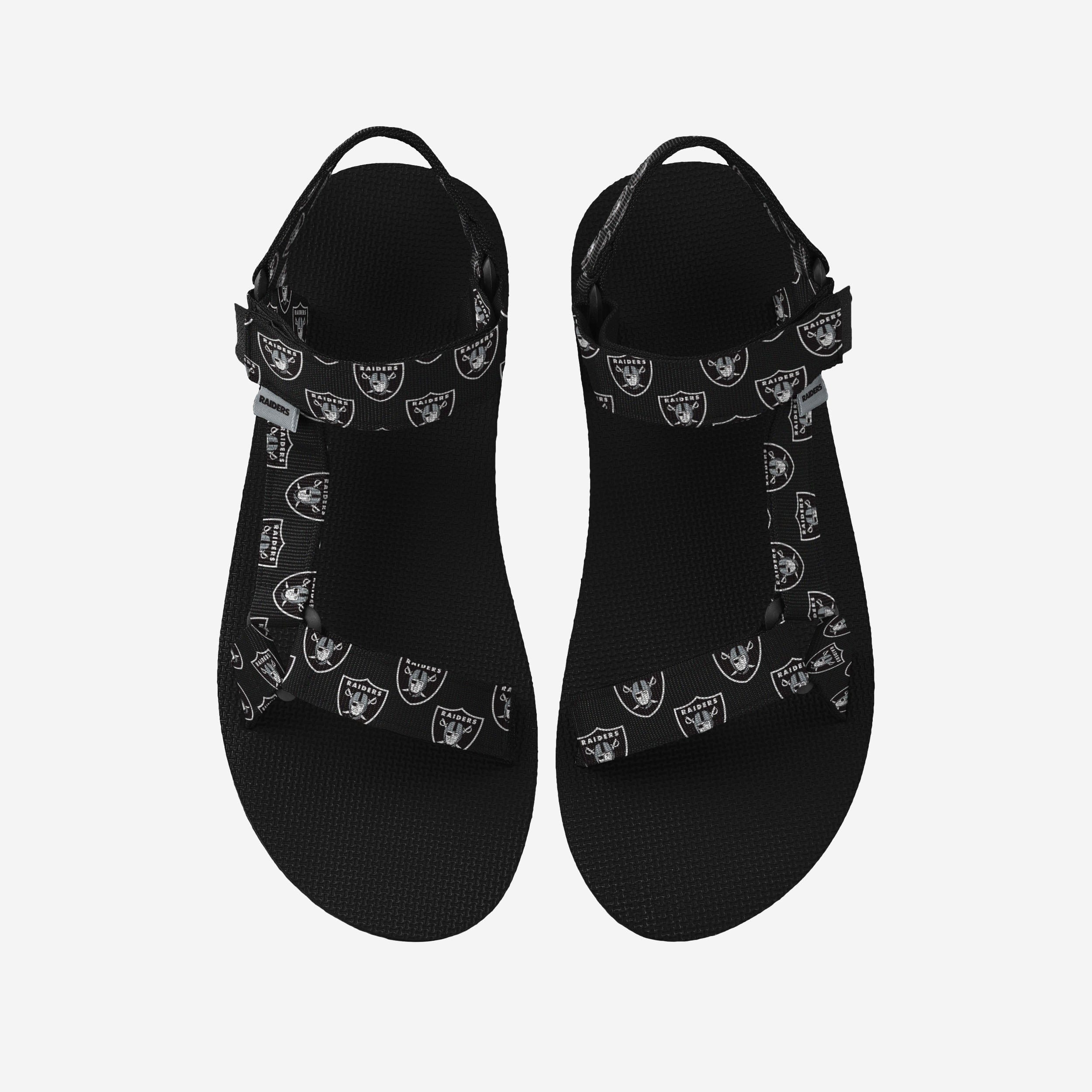 Las Vegas Raiders Women's Stylish Repeat Logo Strap Sandals - Show Your Fandom!