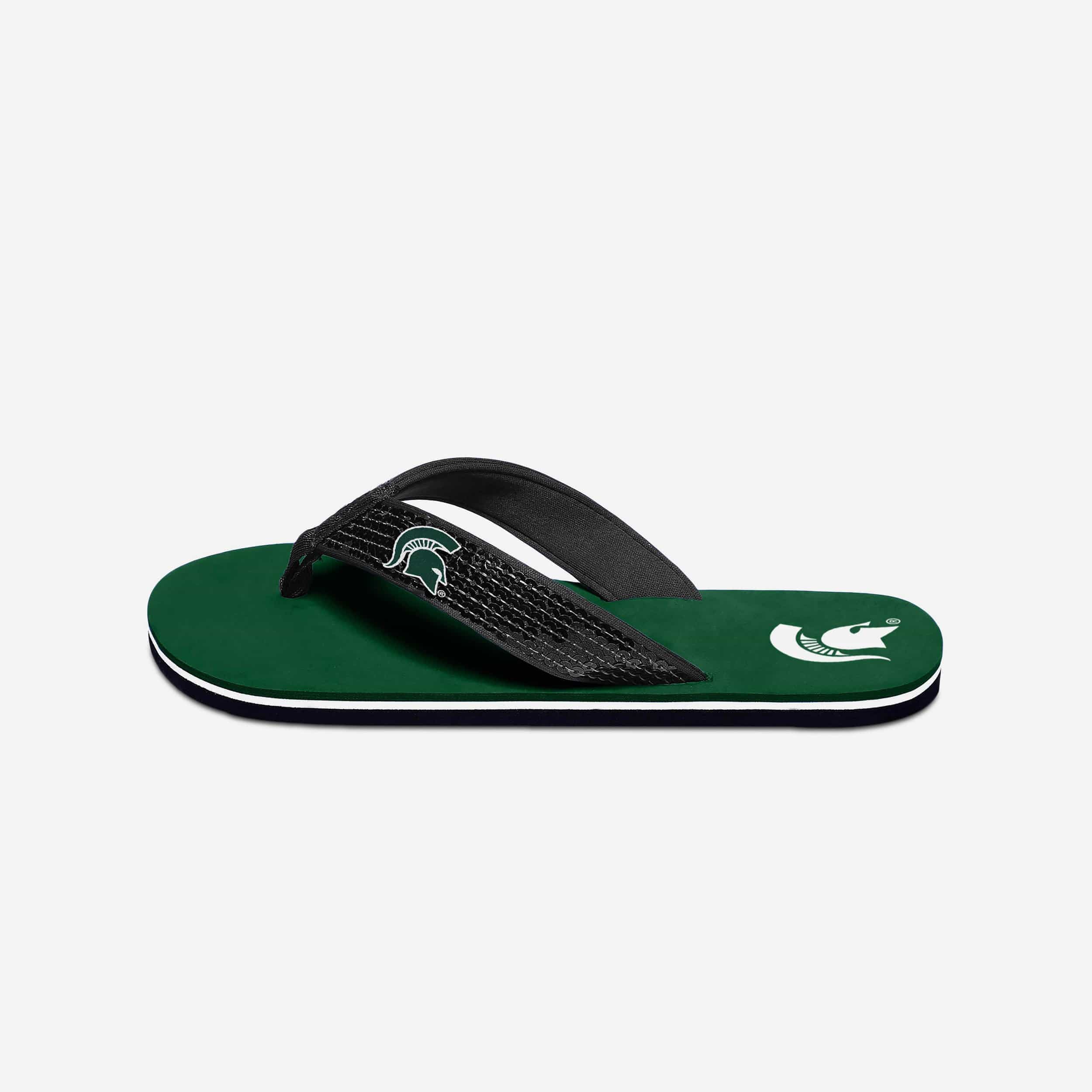 Michigan State Spartans Women's Sparkling Sequin Flip Flops