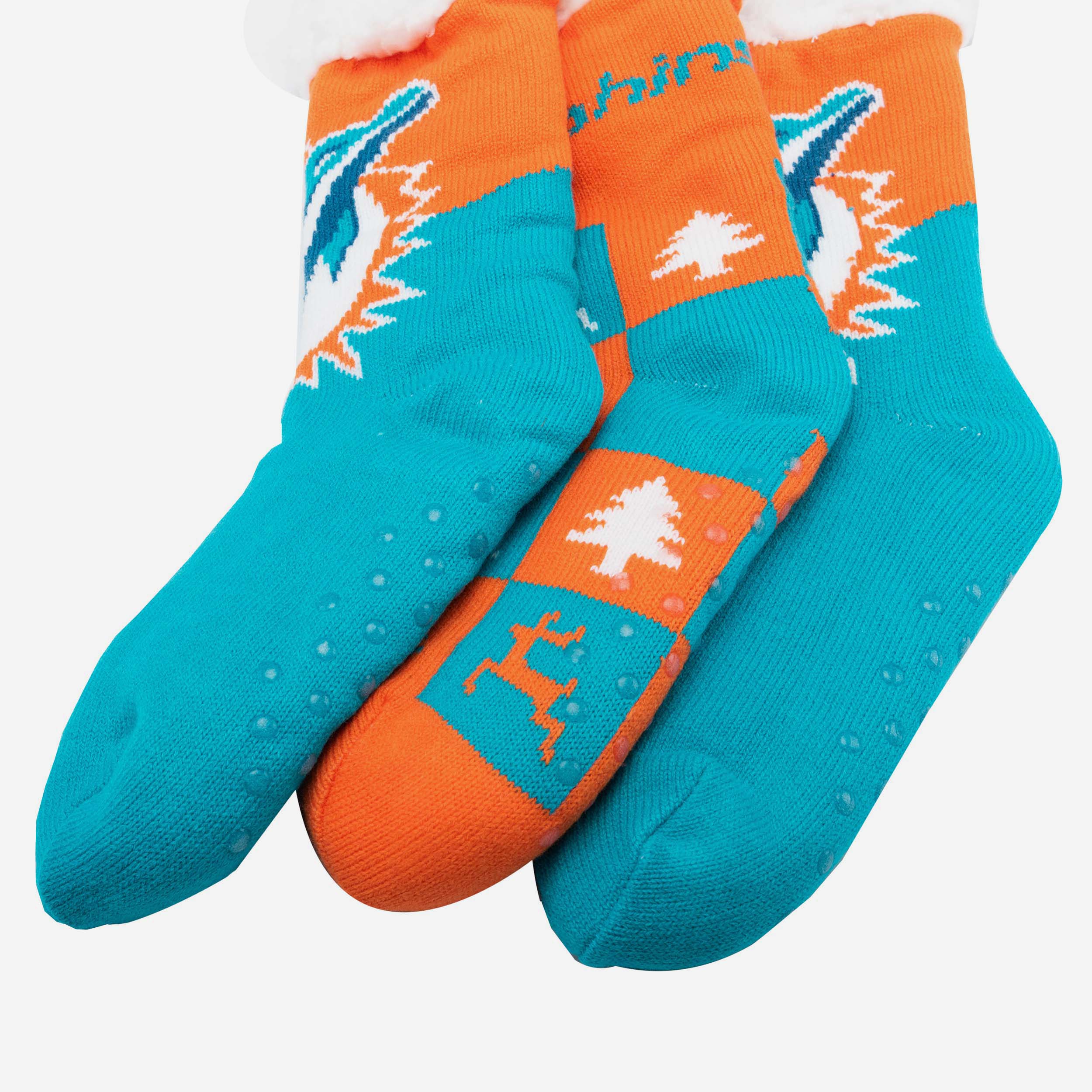 Miami Dolphins Women's 3-Pack Fan Footy Slipper Socks - Keep Your Feet Toasty!