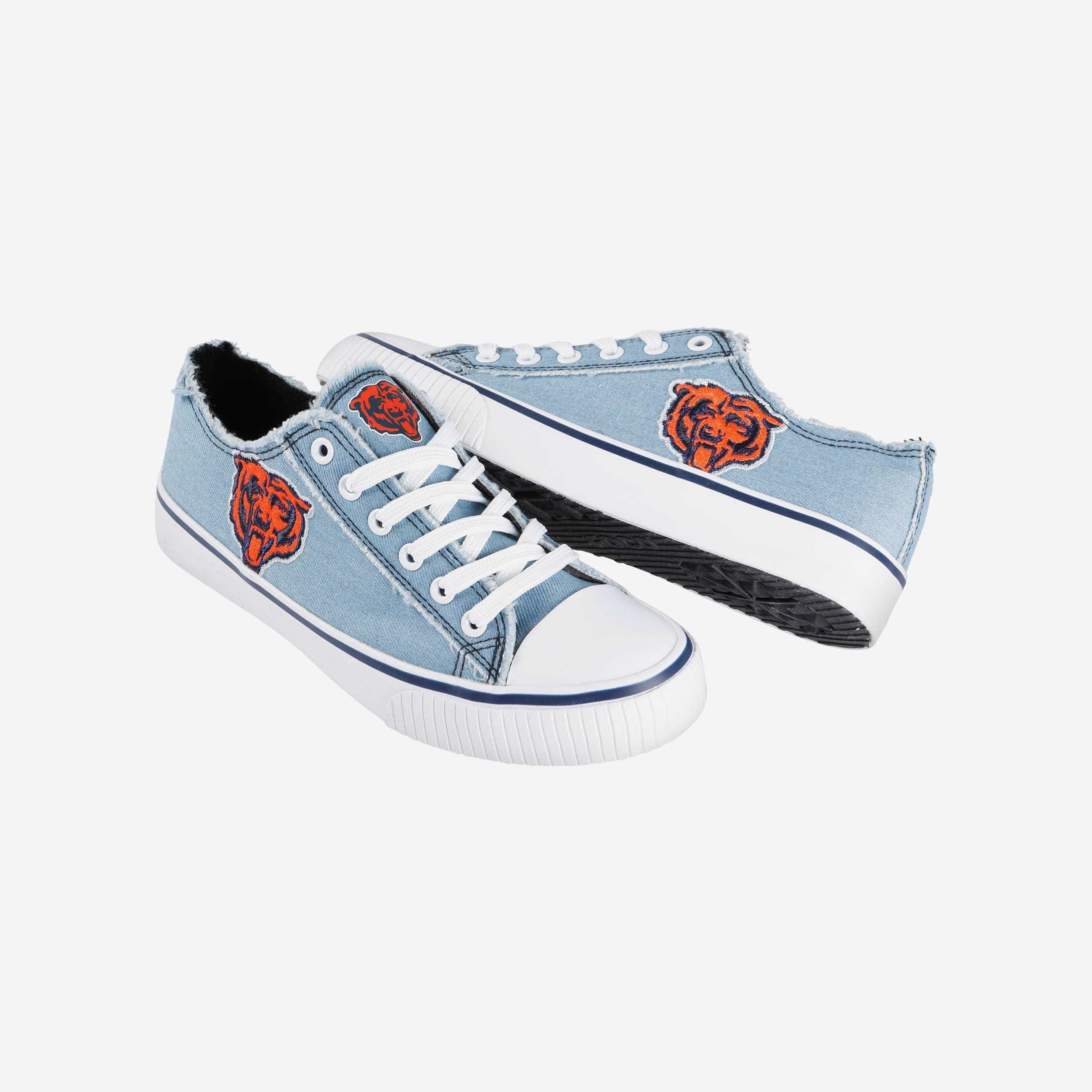 Sparkling Chicago Bears Women's Denim Low-Top Canvas Shoes