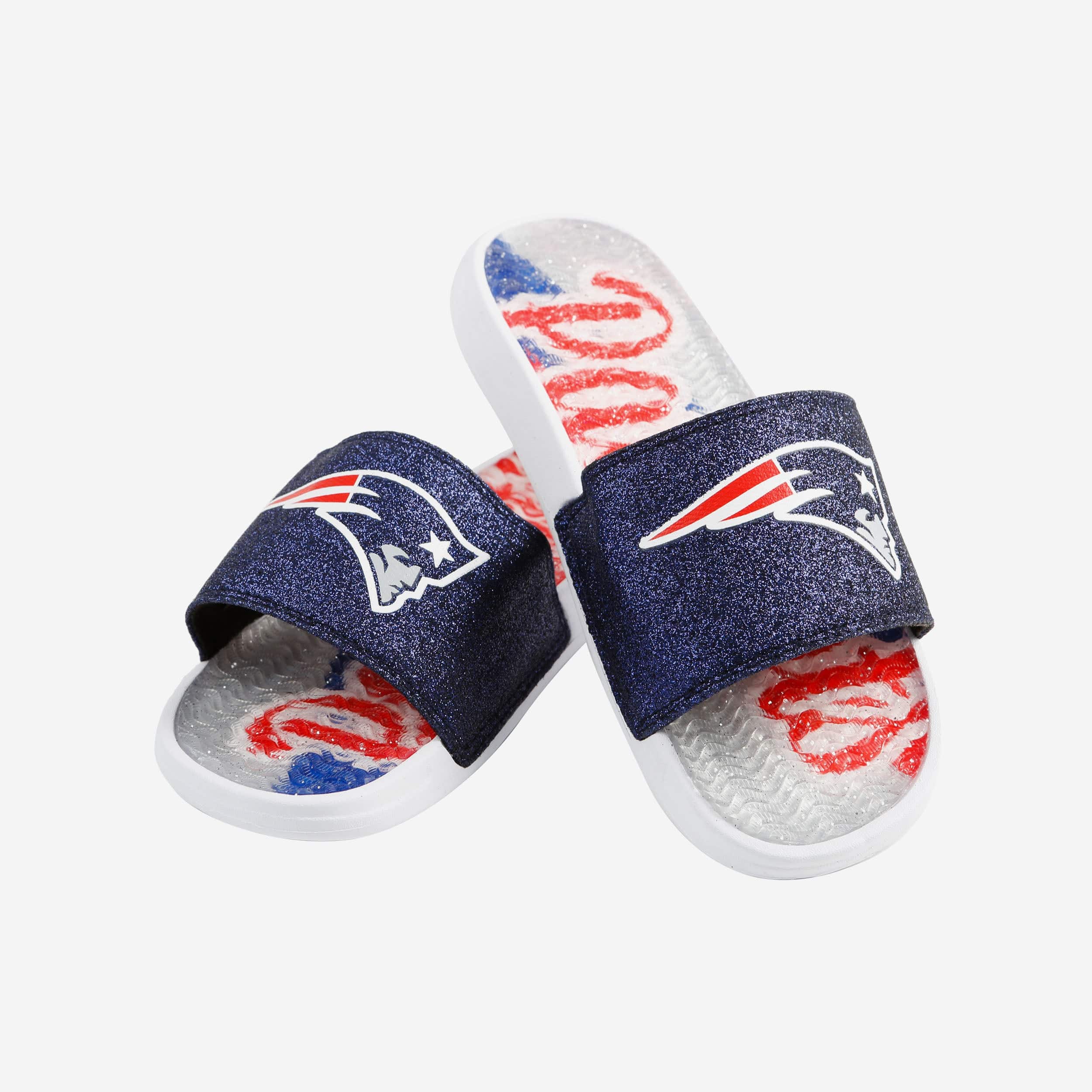 New England Patriots Women's Sparkling Gel Slides - Shine with Team Spirit!