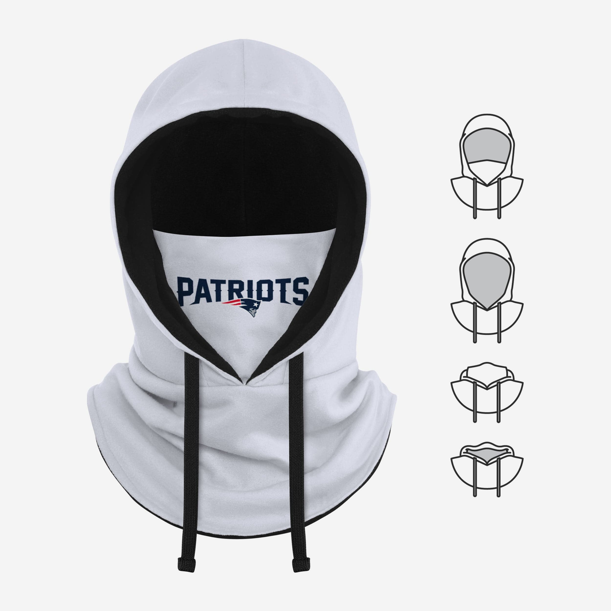New England Patriots Stunning White Drawstring Hooded Gaiter - Must - Have for Fans