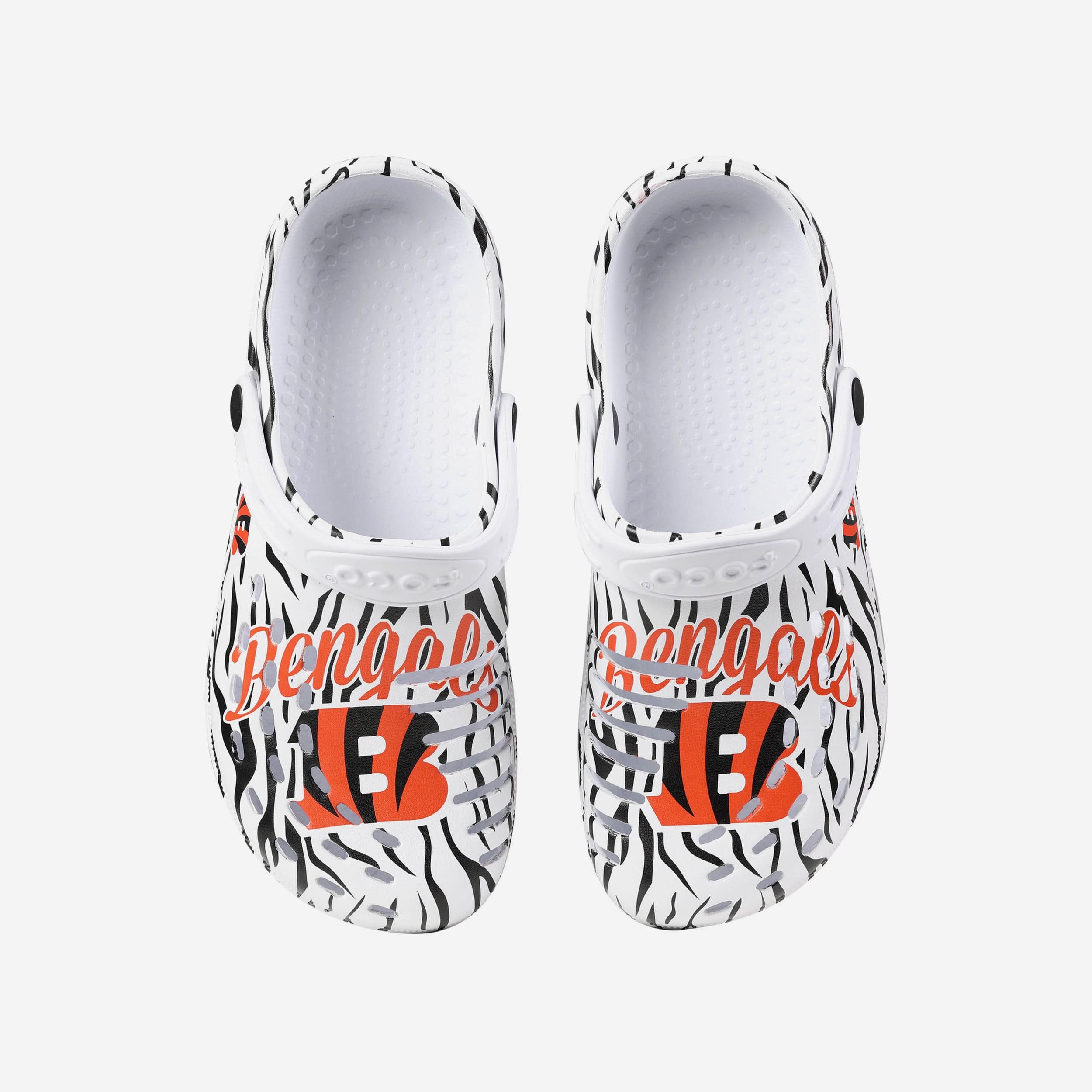 Get Your Style On! Cincinnati Bengals Women's White Stripe Strappy Clogs