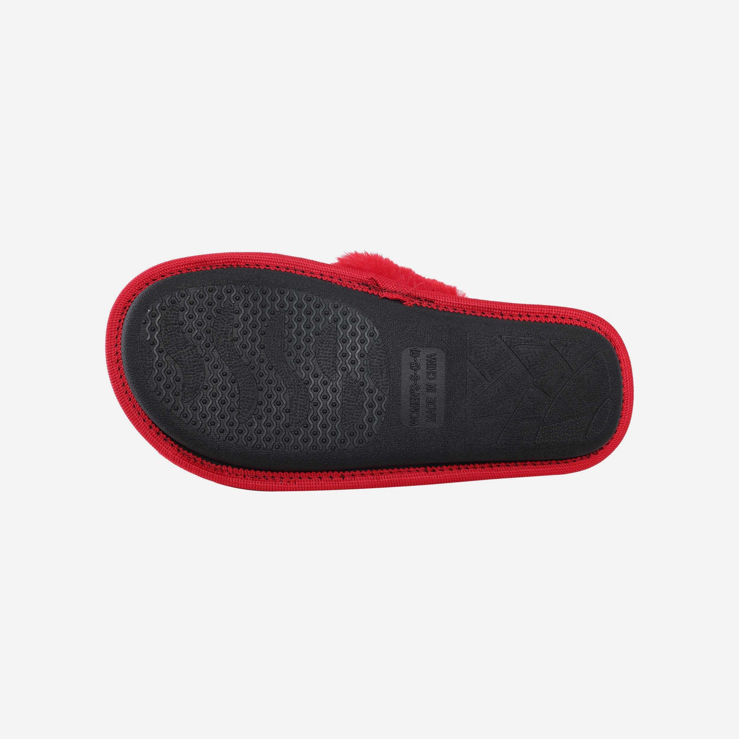 Tampa Bay Buccaneers Women's Fuzzy Script Wordmark Fur Cross Slides - Show Your Team Spirit!