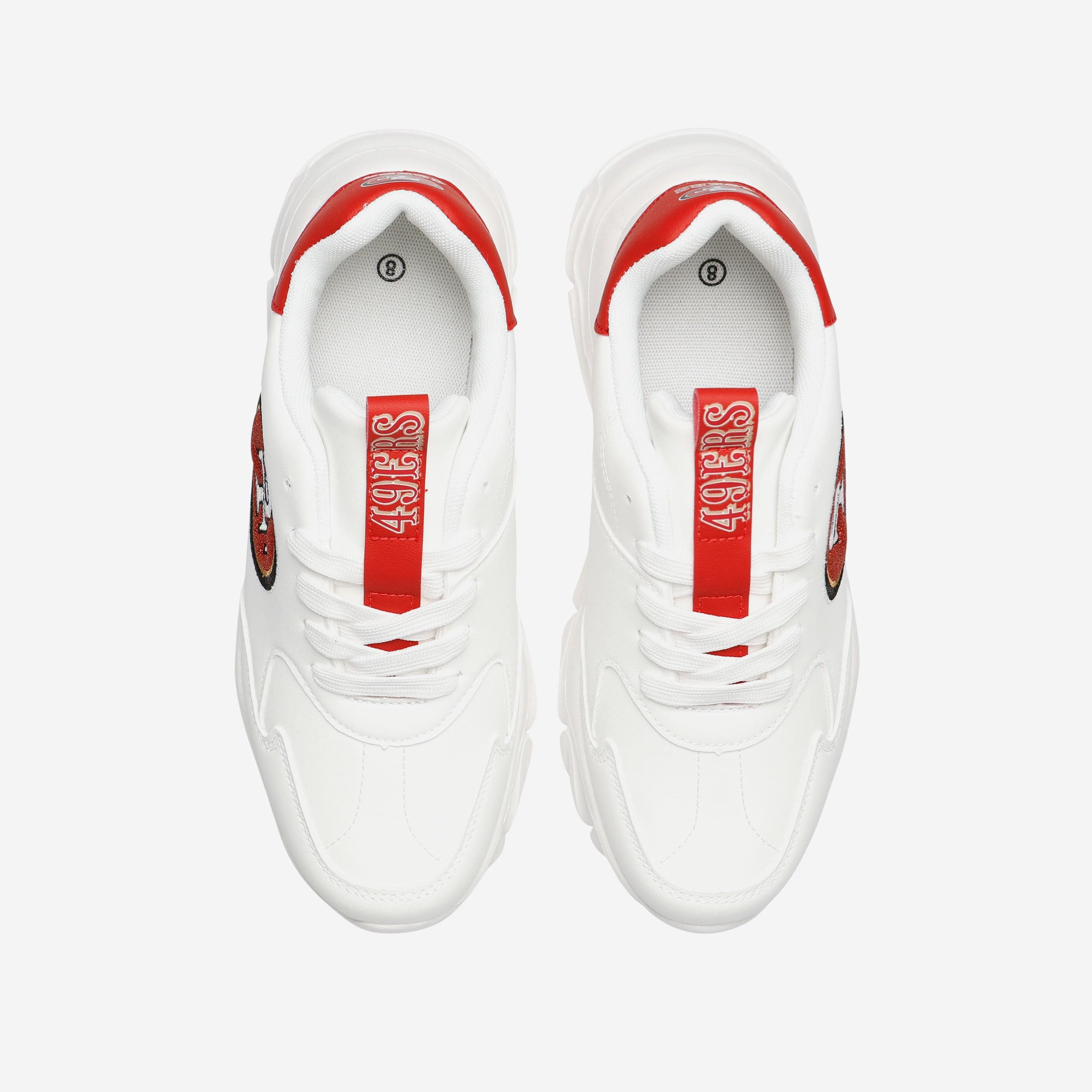 San Francisco 49ers Women's Glittery Vintage White Chunky Fan Sneakers