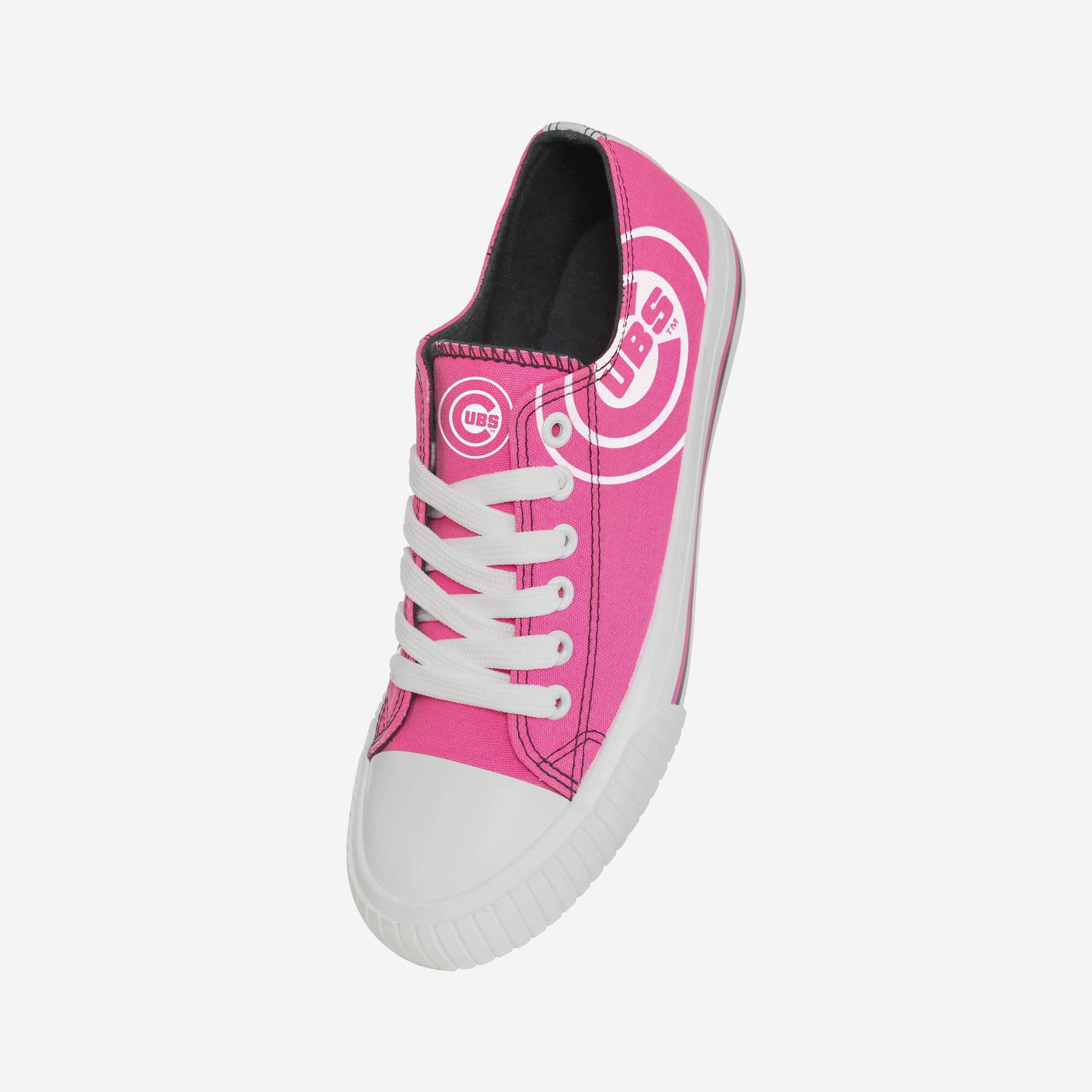 Chicago Cubs Women's Stylish Low-Top Neon Pink Canvas Shoes