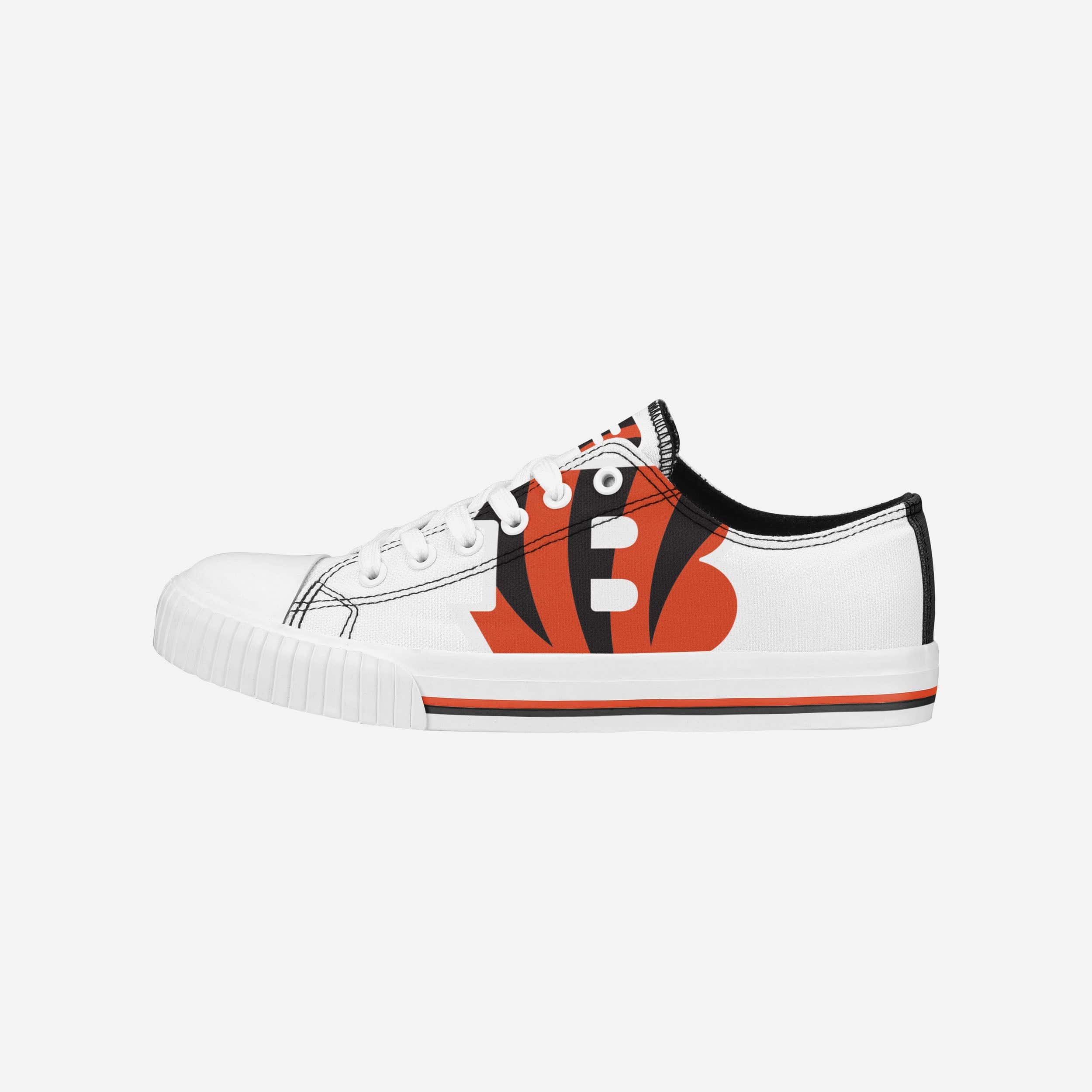 Cincinnati Bengals Women's Stylish Big Logo Low-Top White Canvas Shoes