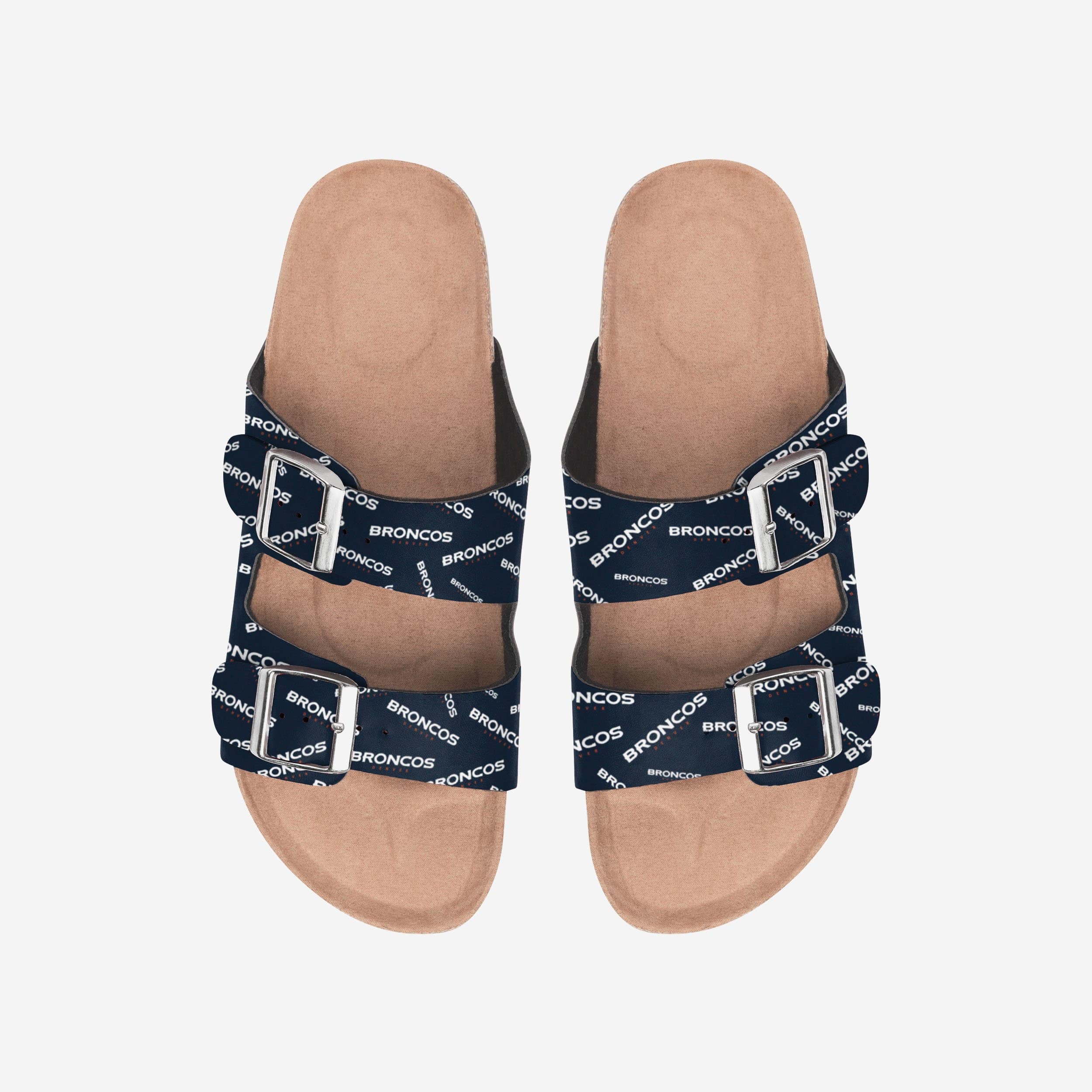 Denver Broncos Women's Mini Print Double Buckle Sandals - Step in Style!