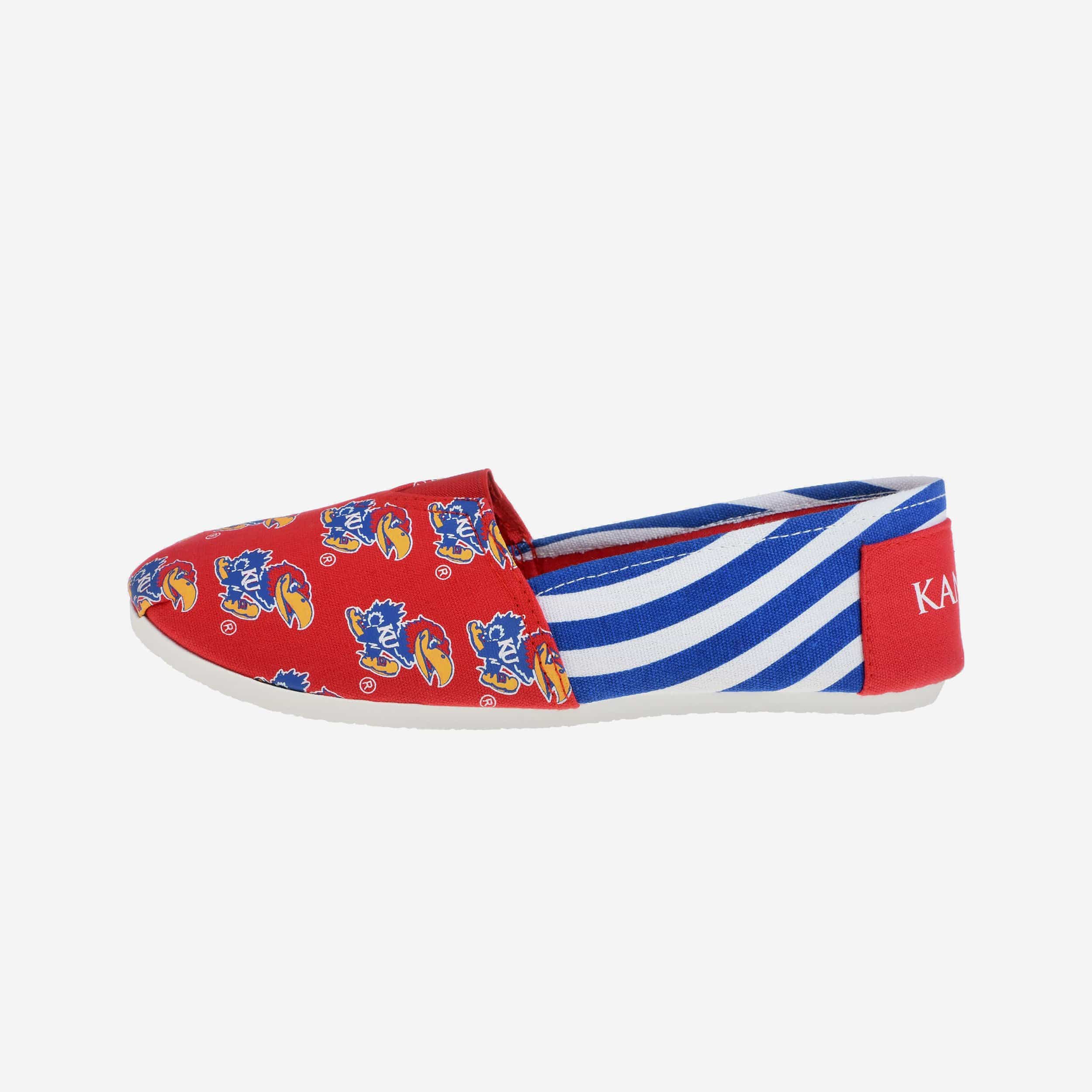 Kansas Jayhawks Women's Stylish Stripe Canvas Shoes - Rock Your Team Spirit!