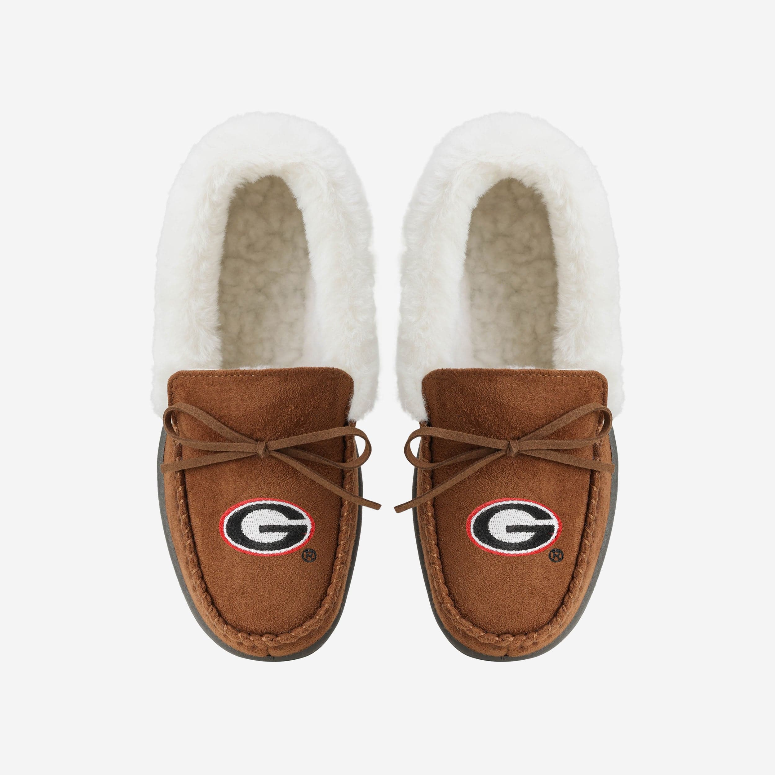 Georgia Bulldogs Women's Stylish Tan Moccasin Slippers - Be an MVP on the Couch!