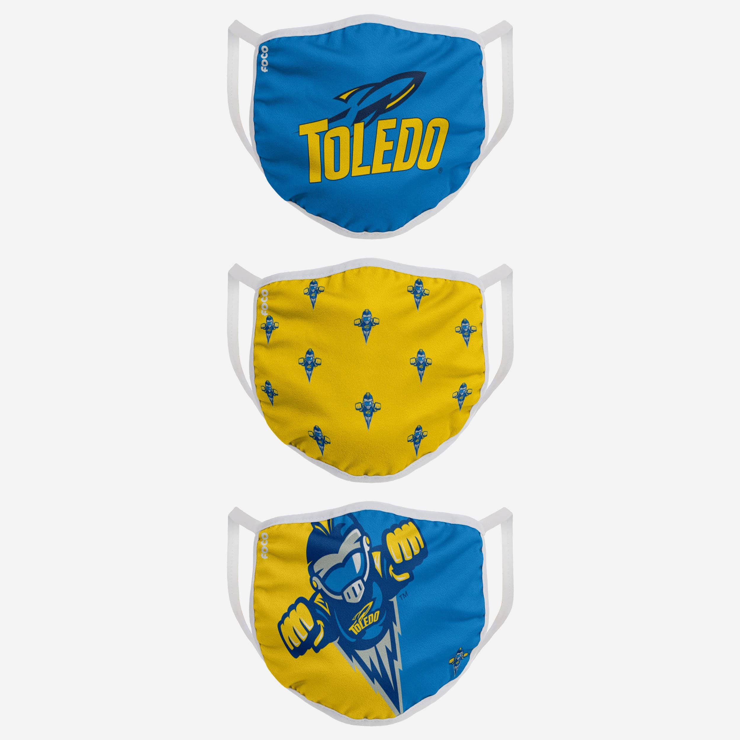 Toledo Rockets 3-Pack Fashion Face Covers - Represent Your Team in Style!