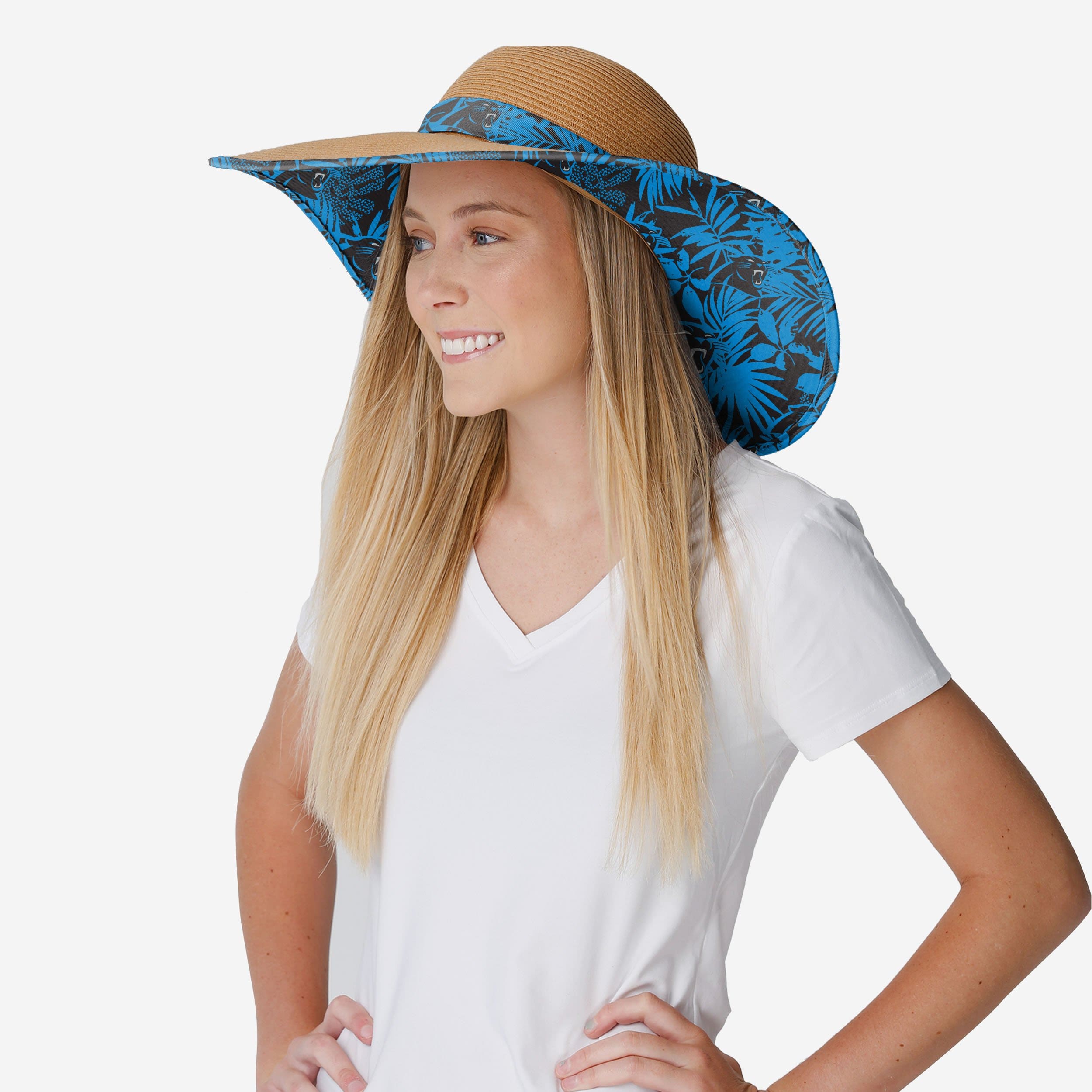 Carolina Panthers Women's Stylish Floral Straw Hat - Summer Must-Have!