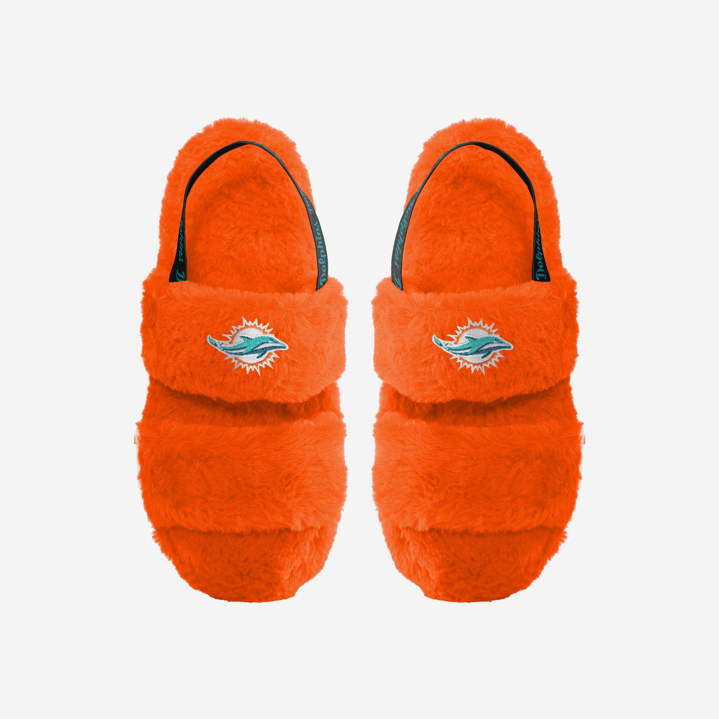 Stylish Miami Dolphins Women's Fur Slides with Heel Strap Wordmark
