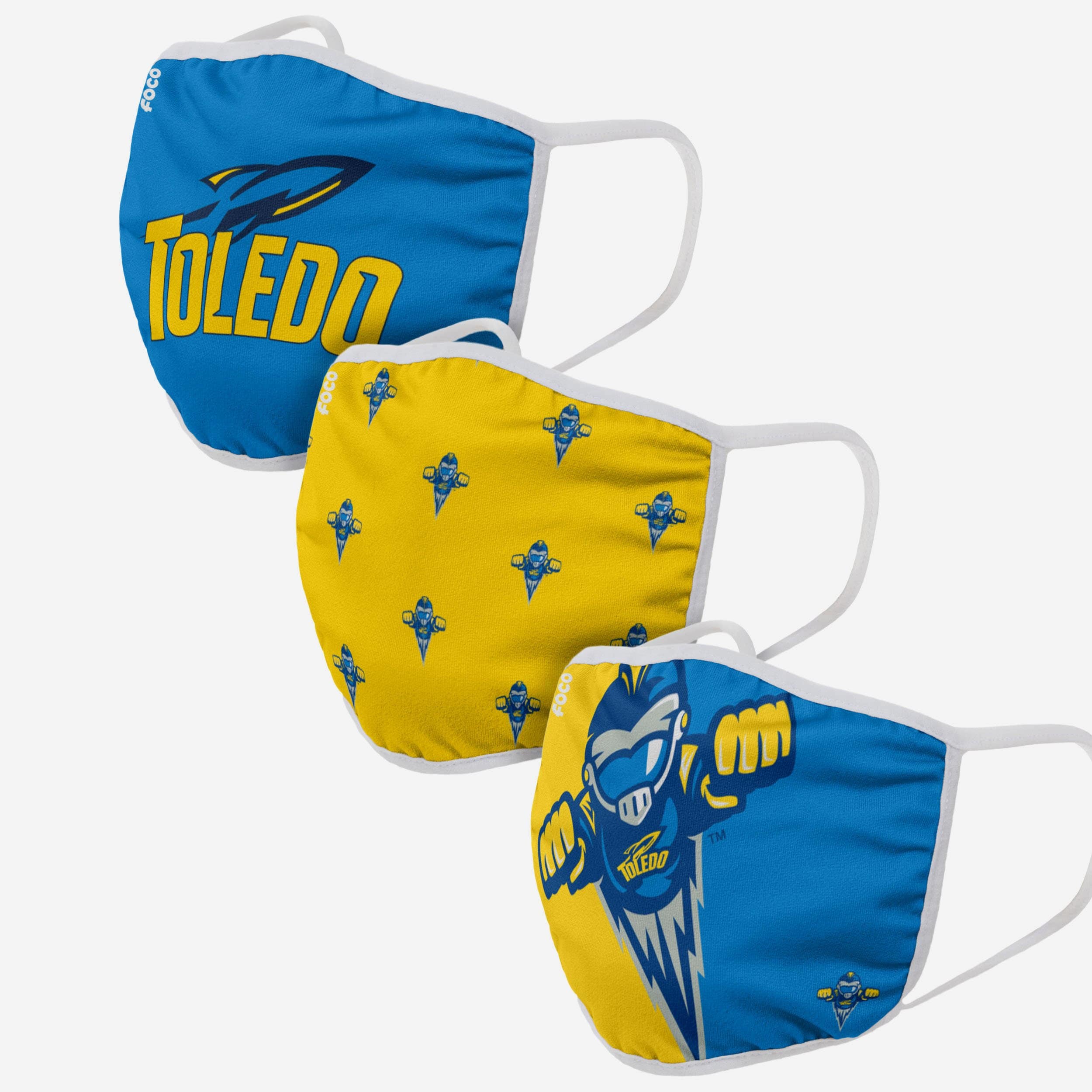 Toledo Rockets 3-Pack Fashion Face Covers - Represent Your Team in Style!