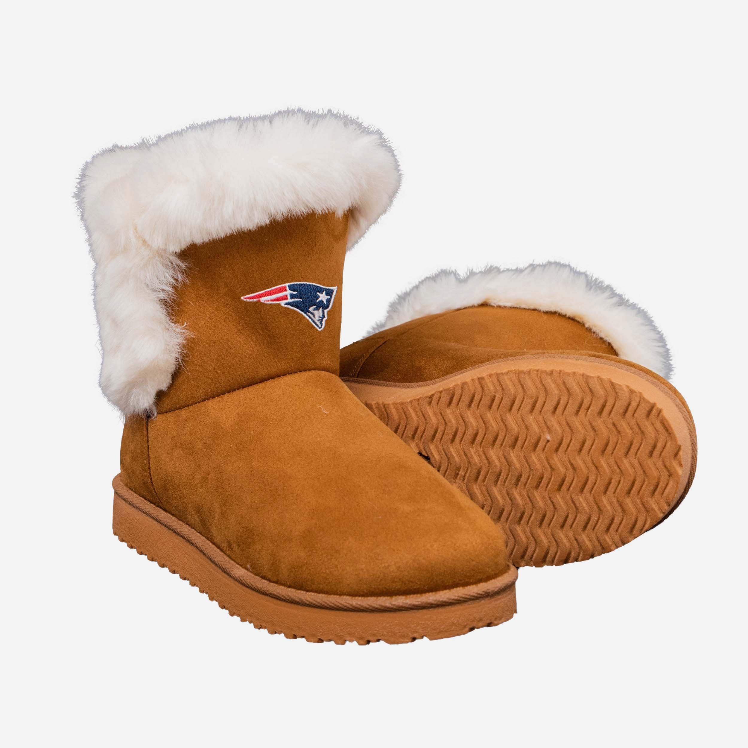 New England Patriots Women's Stylish White Fur Boots