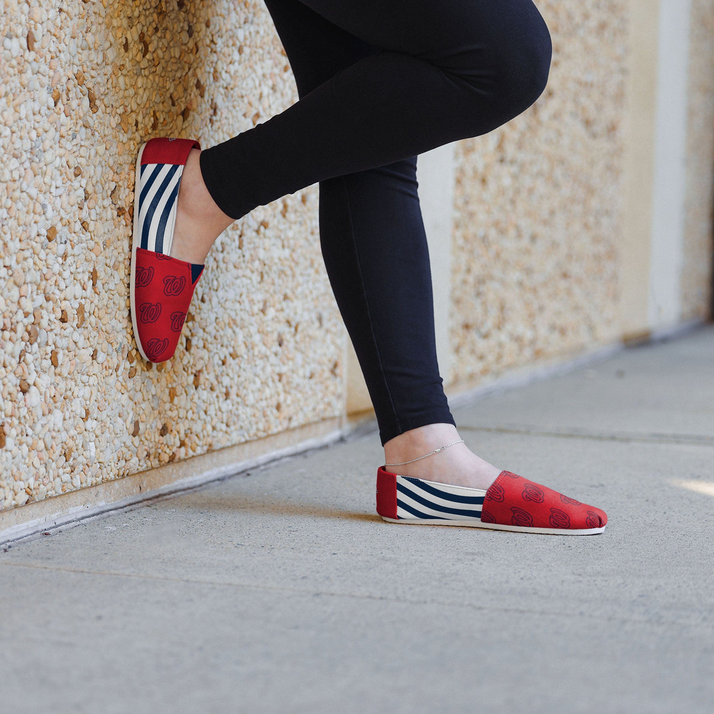 Washington Nationals Stylish Women's Stripe Canvas Shoes - Show Your Team Spirit!