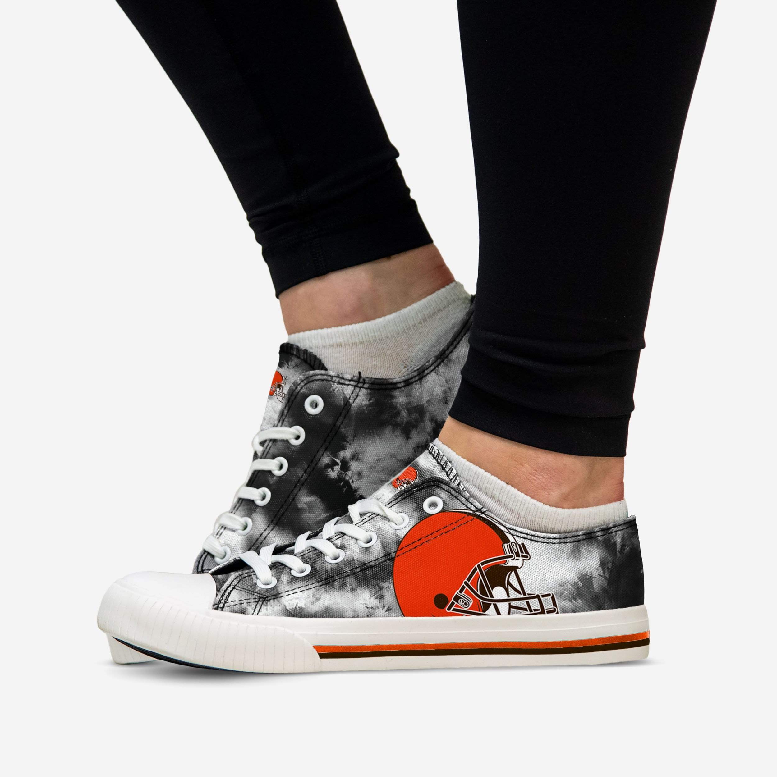 Cleveland Browns Women's Groovy Low-Top Tie-Dye Canvas Shoes
