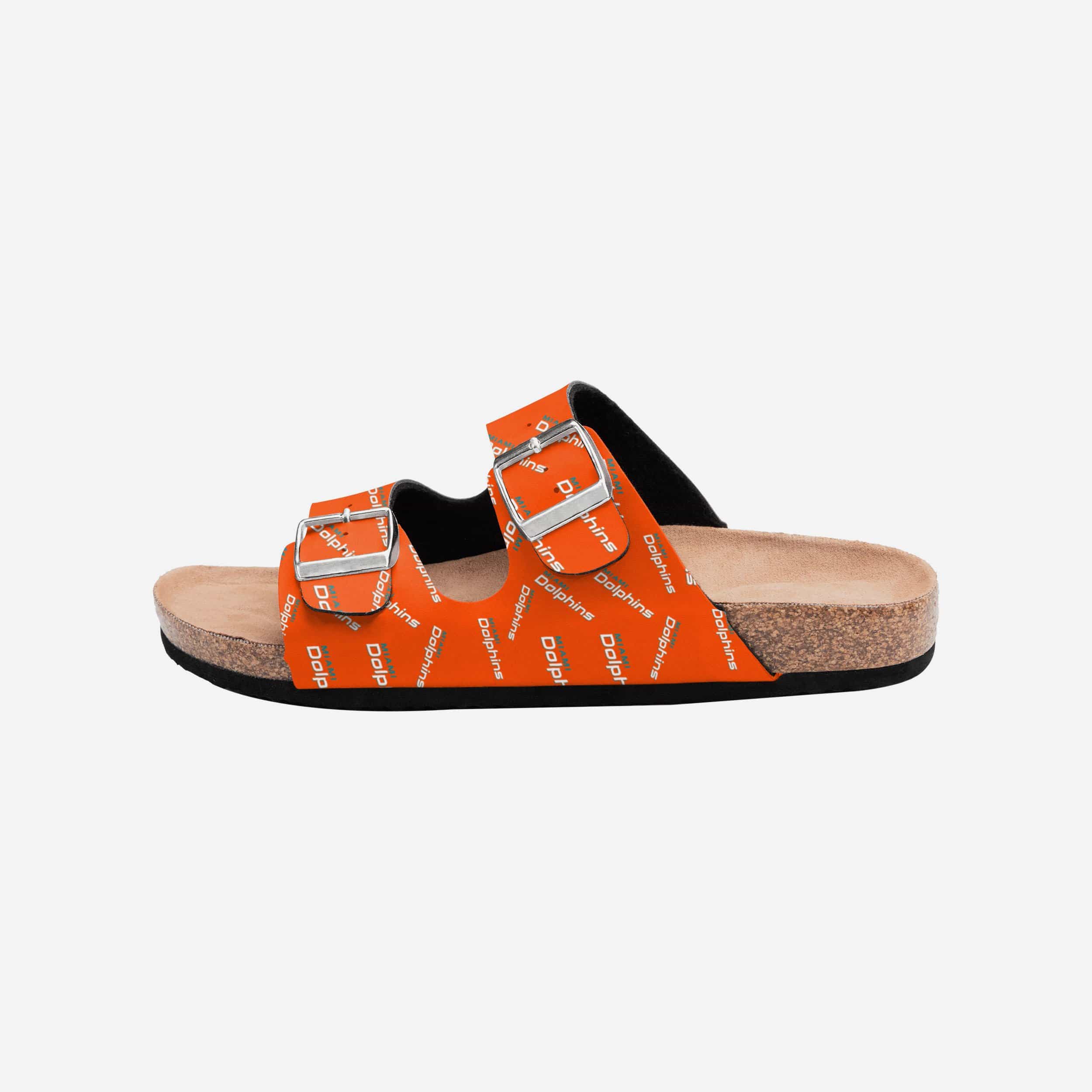 Miami Dolphins Women's Stylish Mini Print Double Buckle Sandals