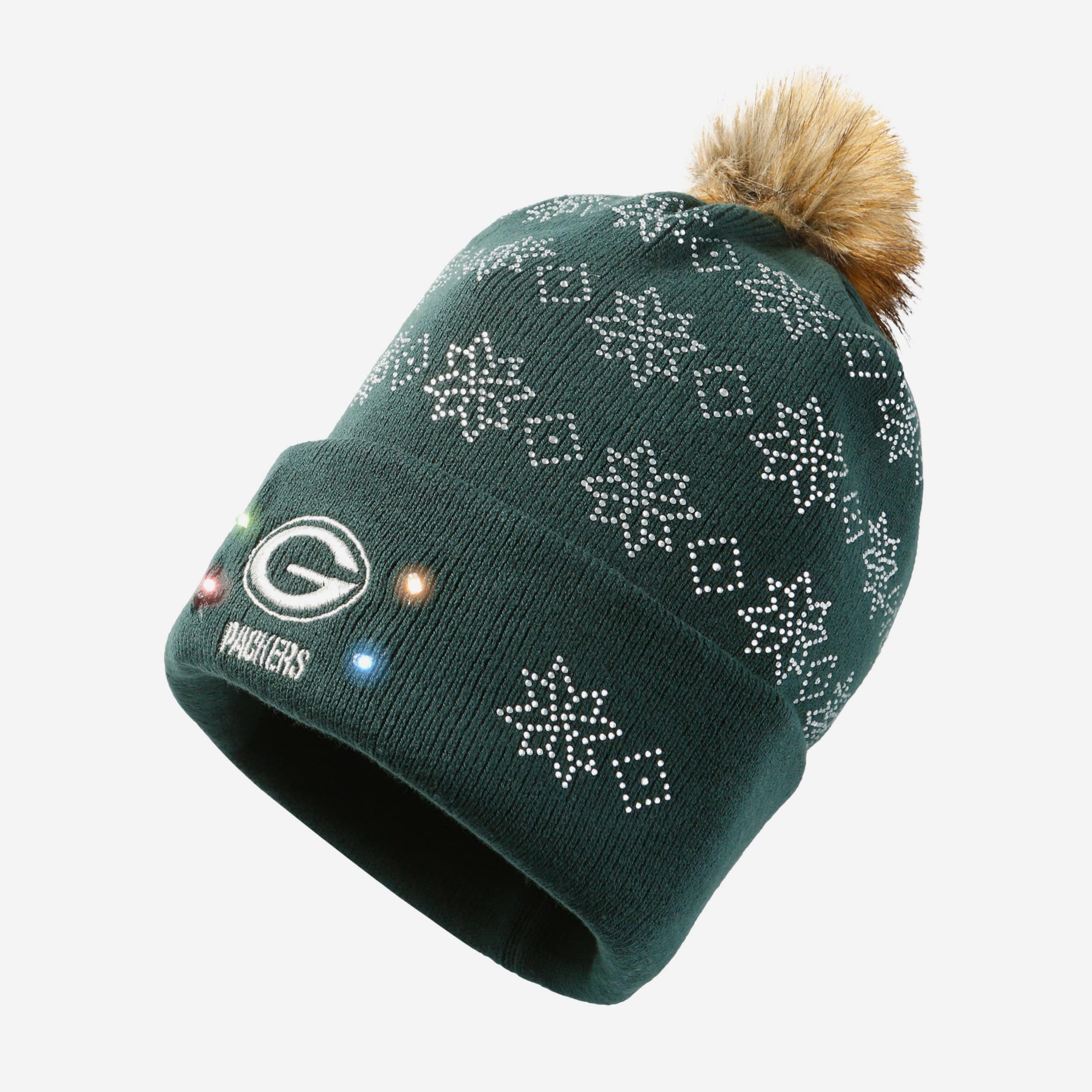 Green Bay Packers Glittering Light-Up Beanie - Show Your Team Spirit!