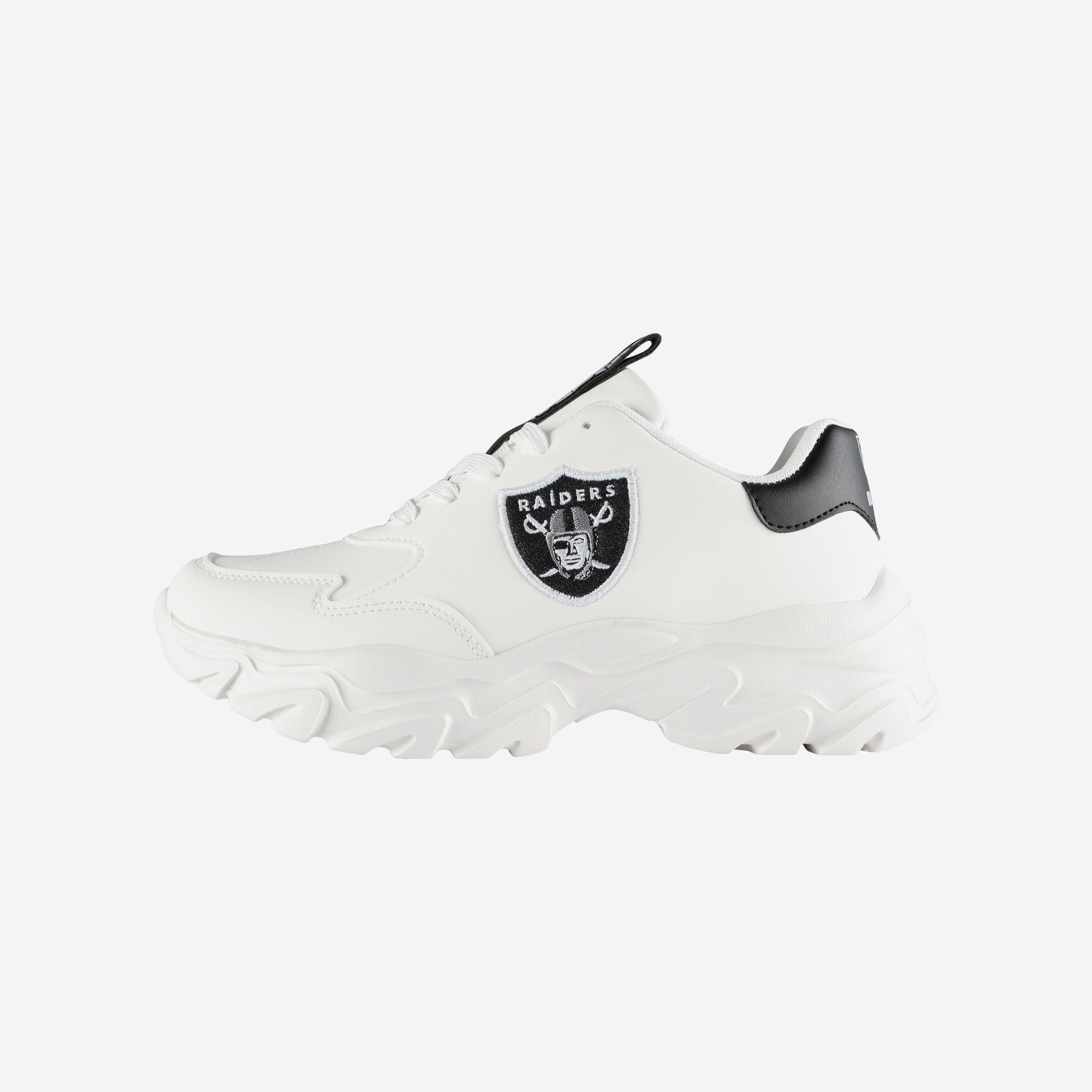 Las Vegas Raiders Women's Glittery Vintage White Chunky Sneakers - Show Your Team Spirit!