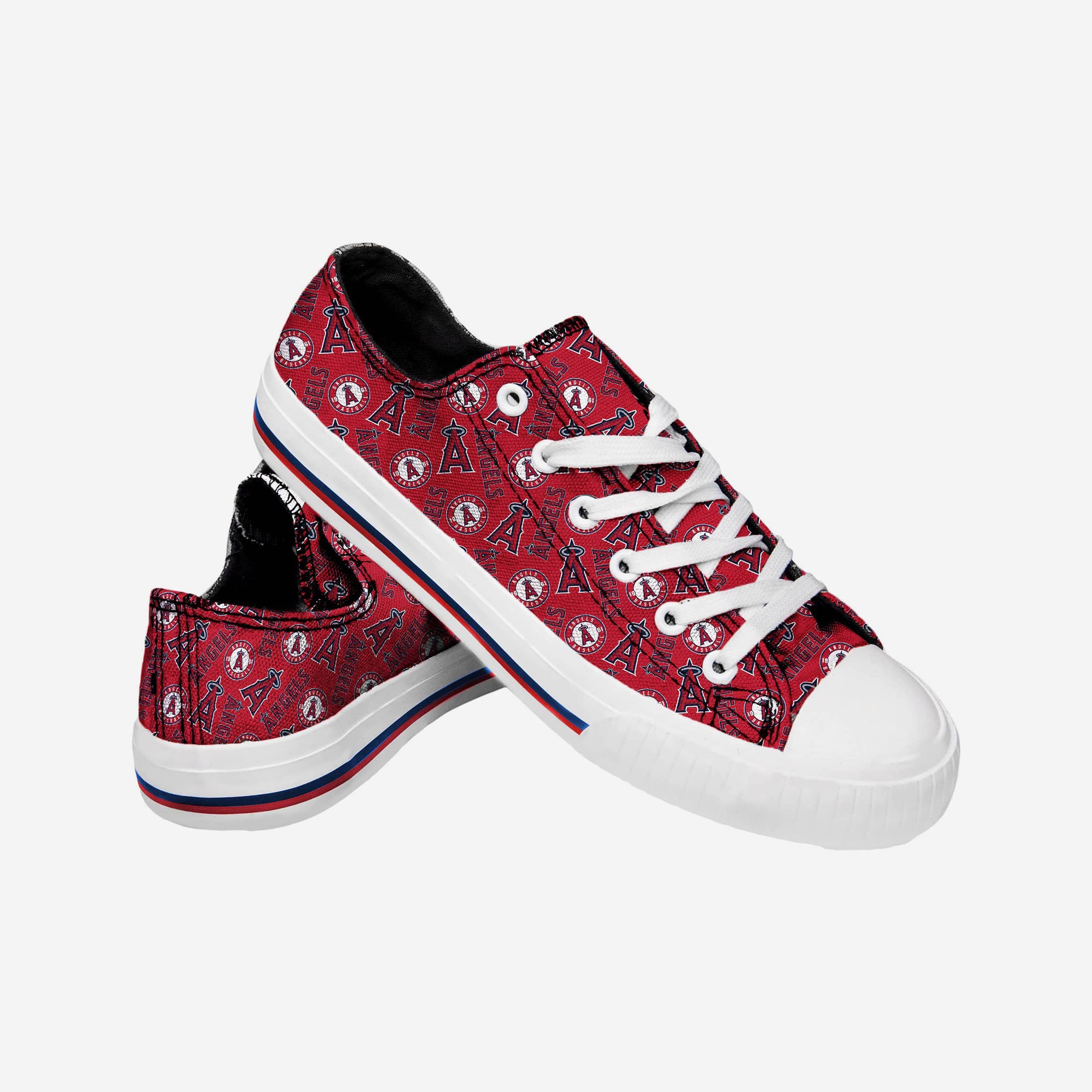Stylish Los Angeles Angels Women's Low-Top Repeating Print Canvas Shoes
