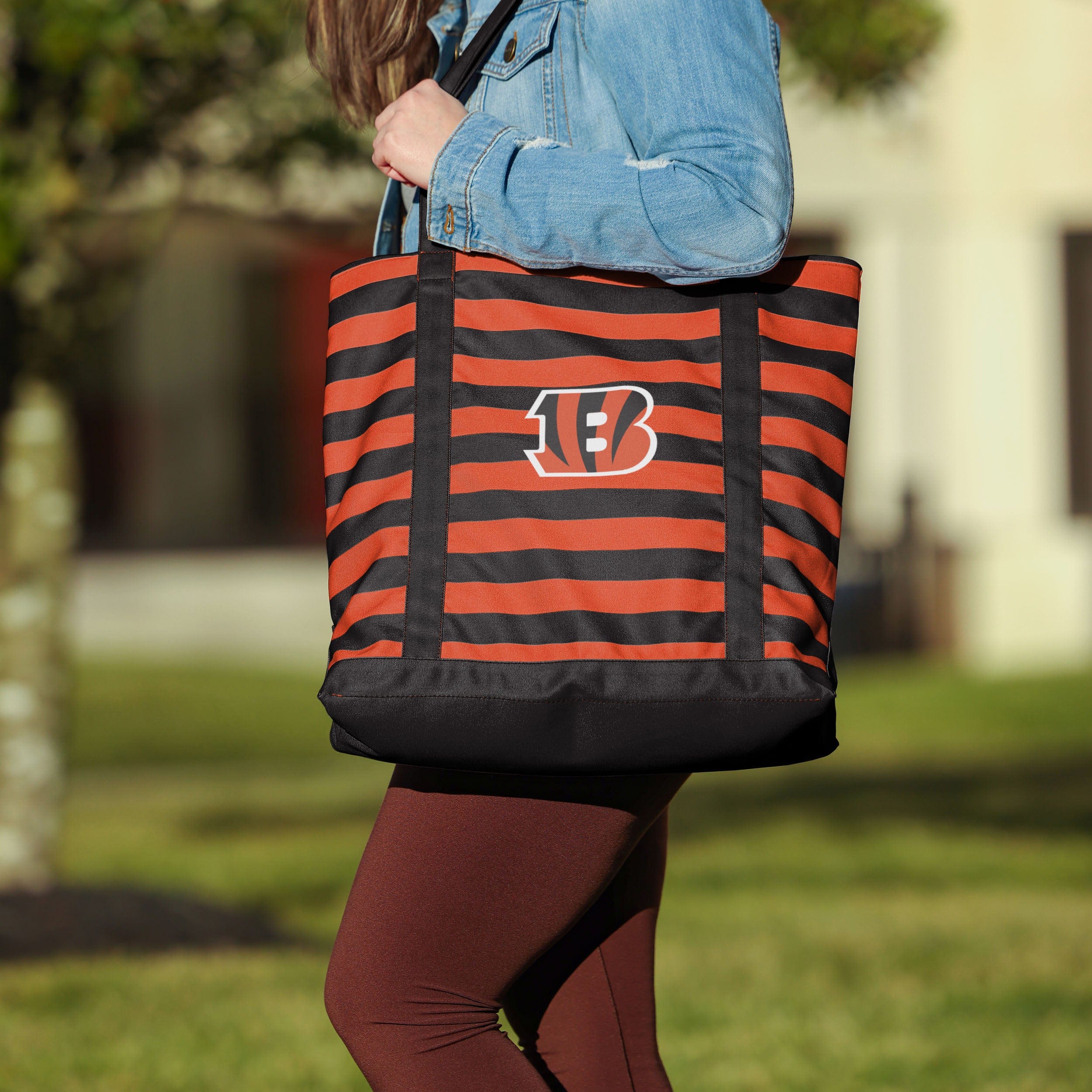 Cincinnati Bengals Team Stripe Canvas Tote Bag - Show Your Fandom!
