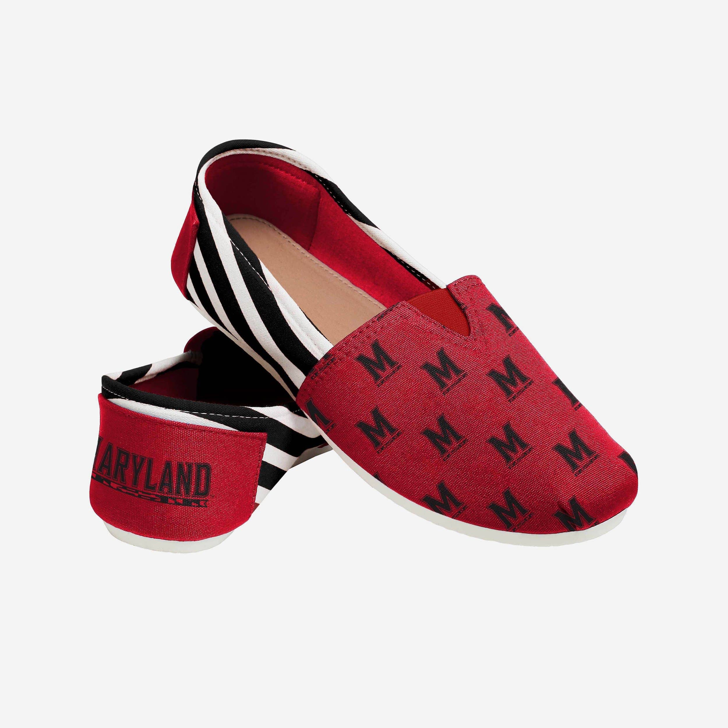 Maryland Terrapins Women's Stylish Stripe Canvas Shoes - Comfort & Team Spirit