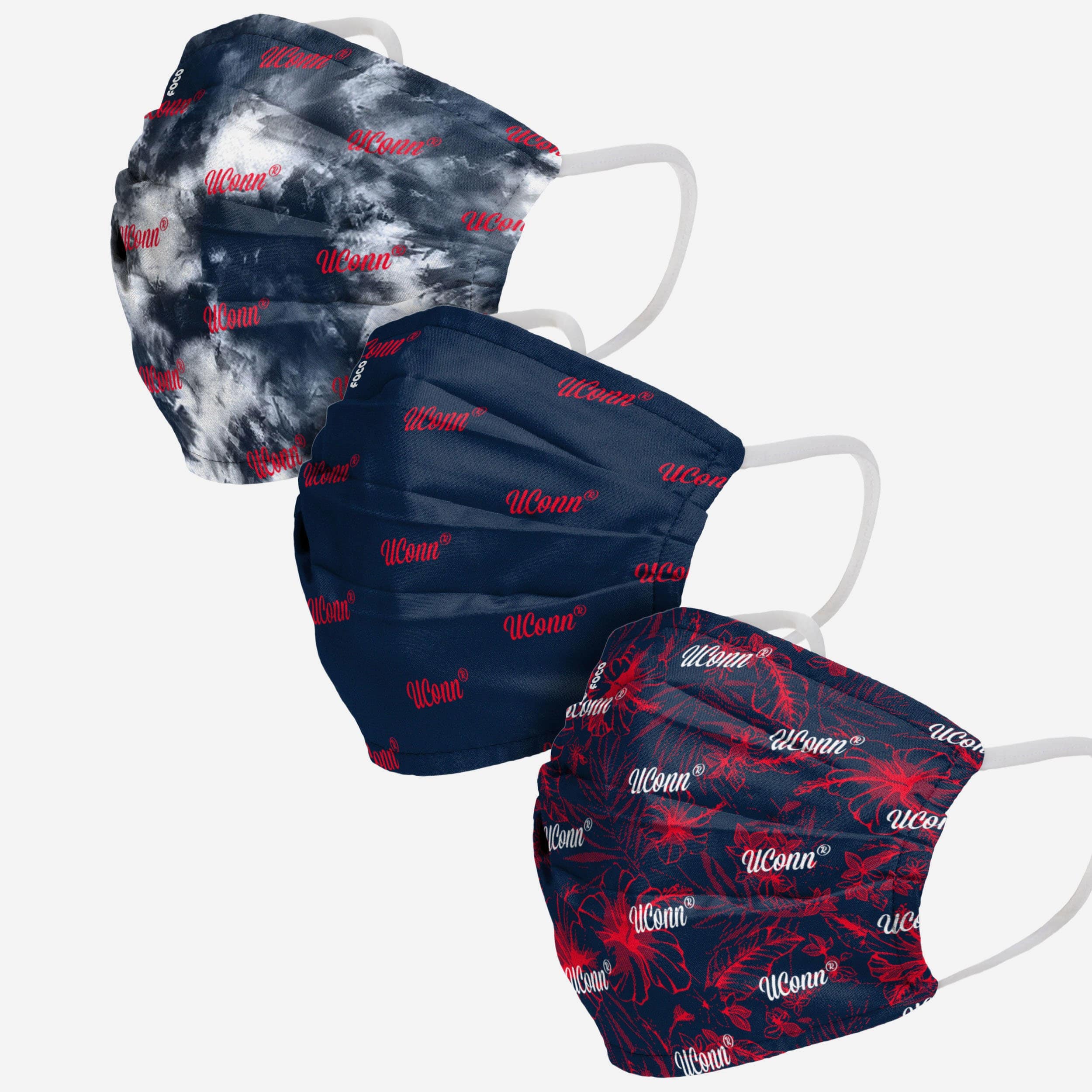 UConn Huskies Women's Matchday 3-Pack Fashion Face Covers - Represent Your Team in Style!