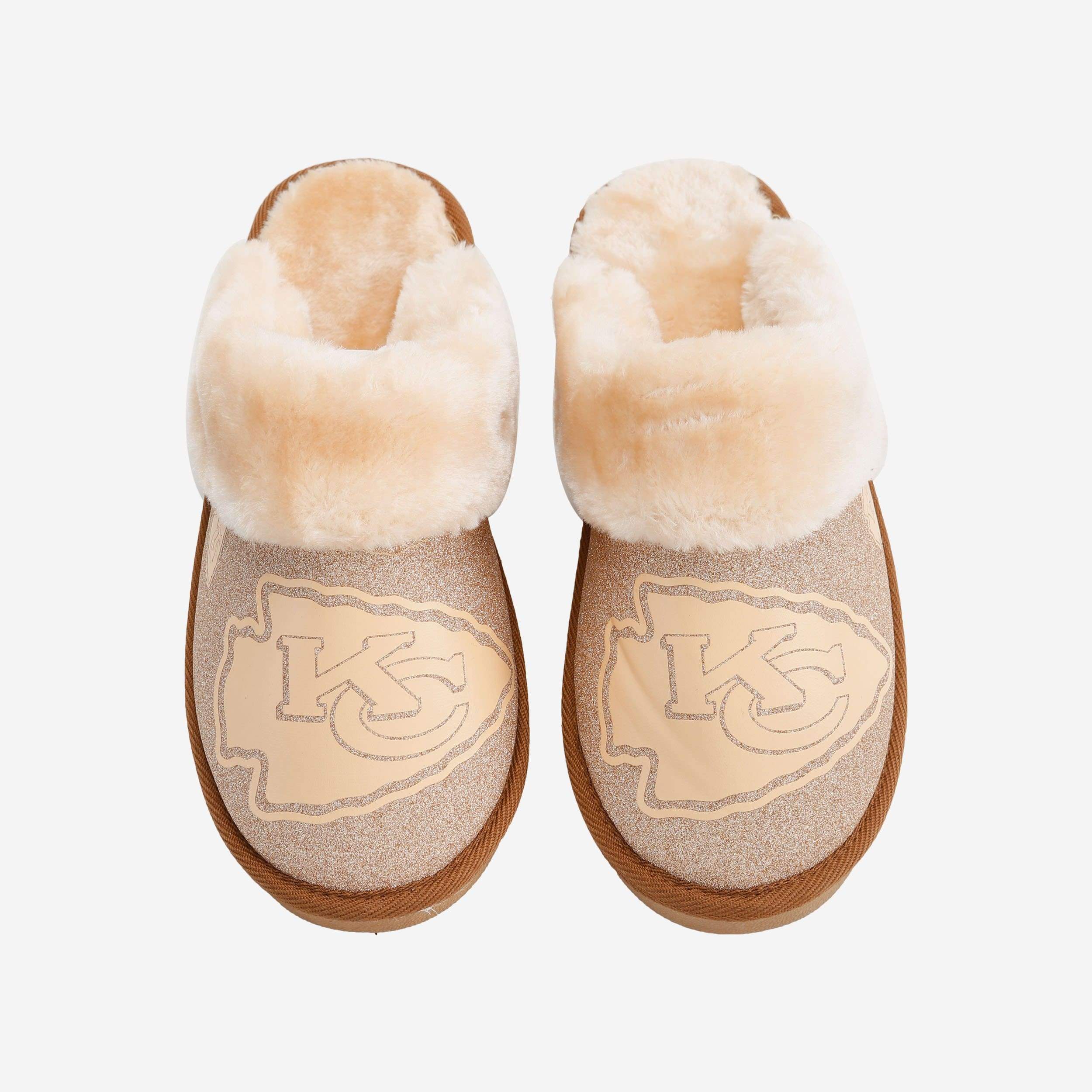 Sparkling Kansas City Chiefs Women's Open Back Fur Moccasin Slippers