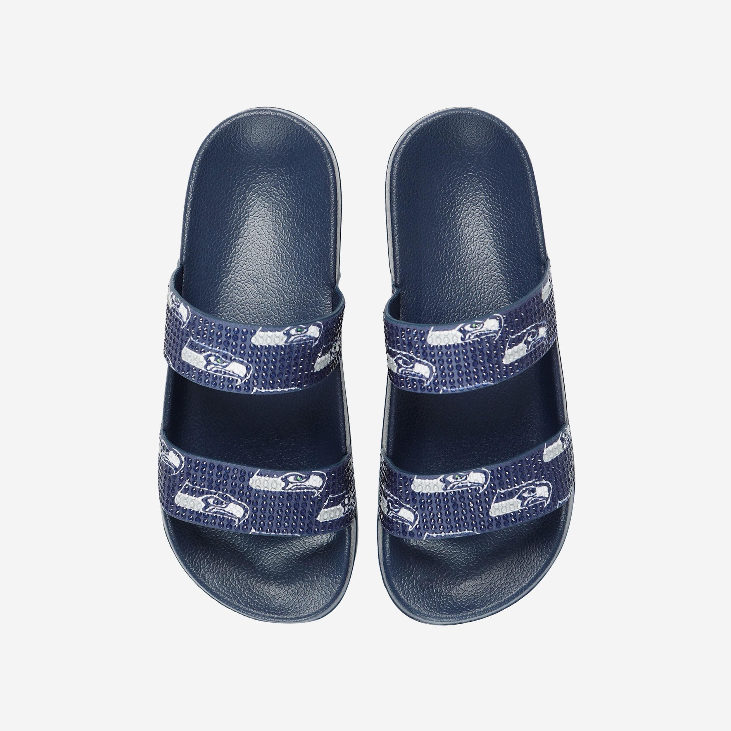 Glamorous Seattle Seahawks Women's Double Strap Shimmer Sandals