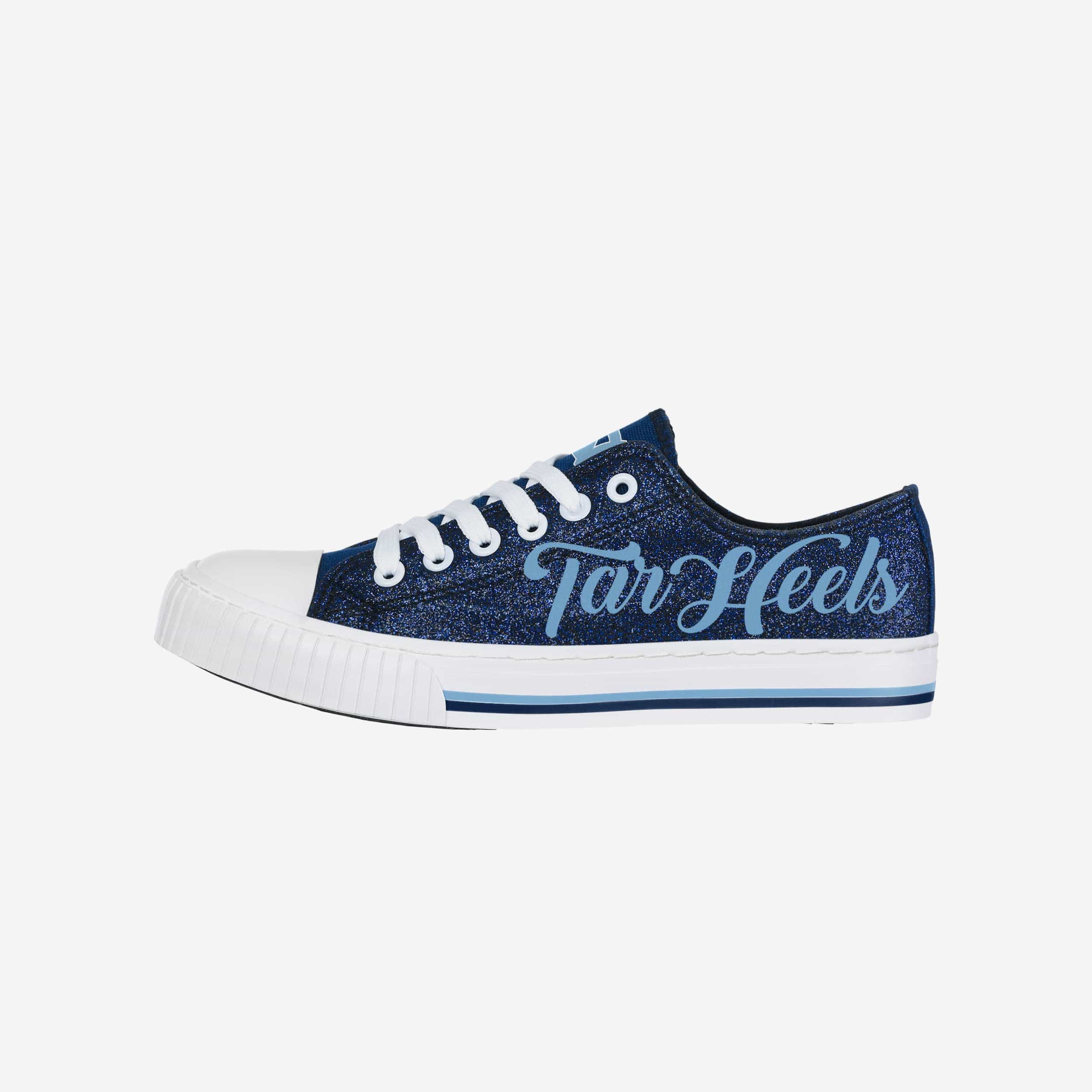 North Carolina Tar Heels Women's Sparkling Color Glitter Low-Top Canvas Shoes