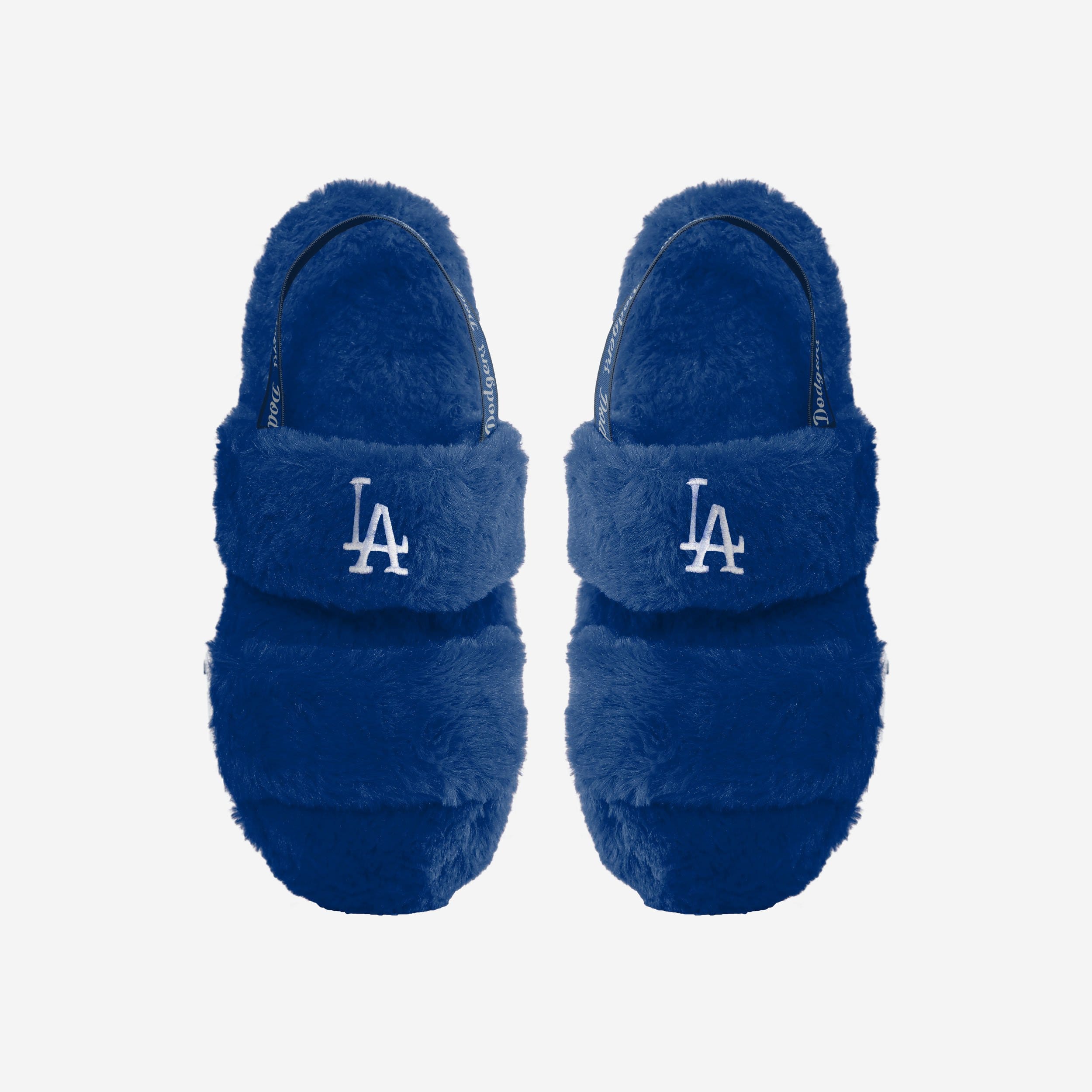 Gorgeous Los Angeles Dodgers Women's Heel Strap Wordmark Fur Slides