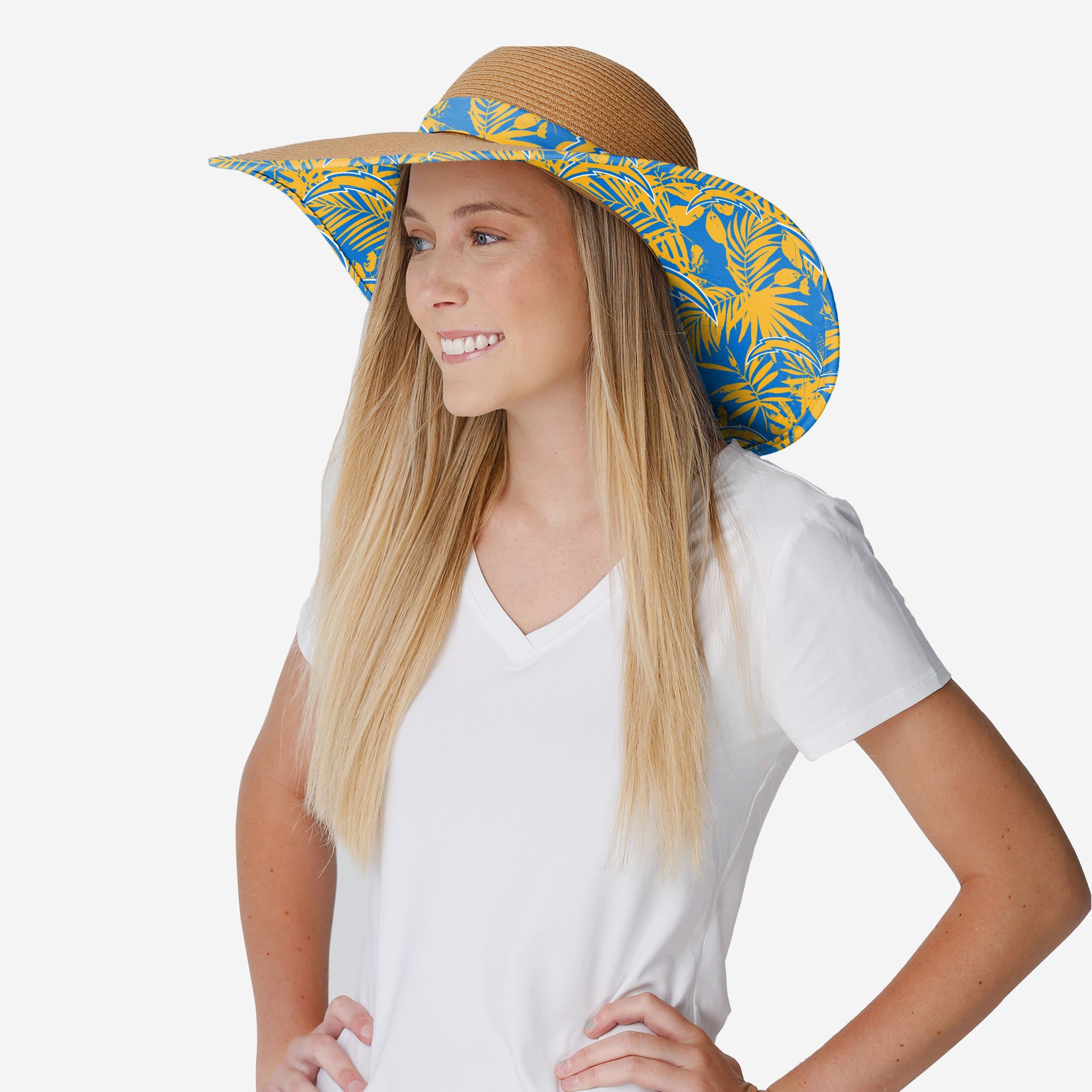 Gorgeous Los Angeles Chargers Women's Floral Straw Hat for Summer