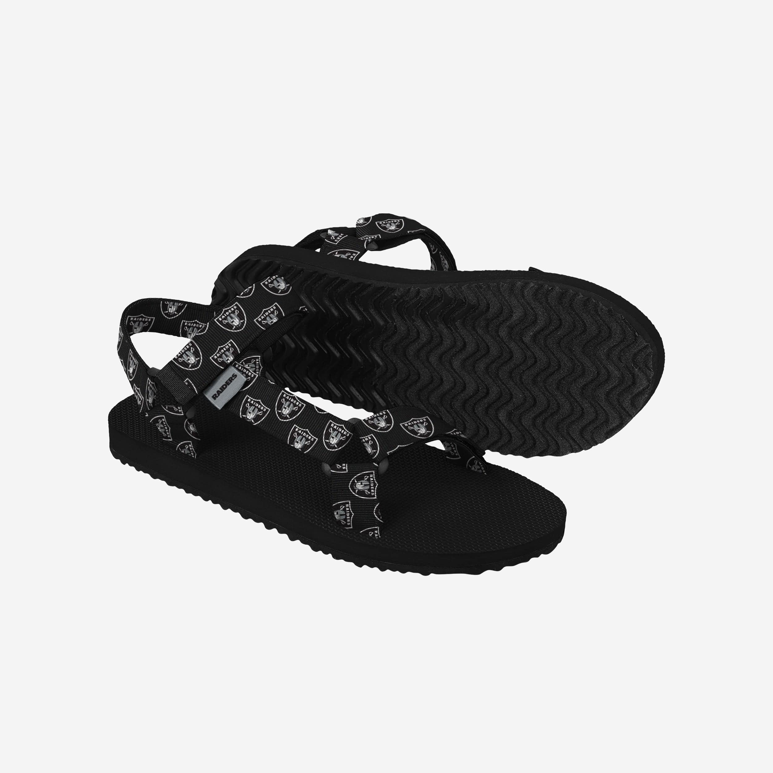 Las Vegas Raiders Women's Stylish Repeat Logo Strap Sandals - Show Your Fandom!